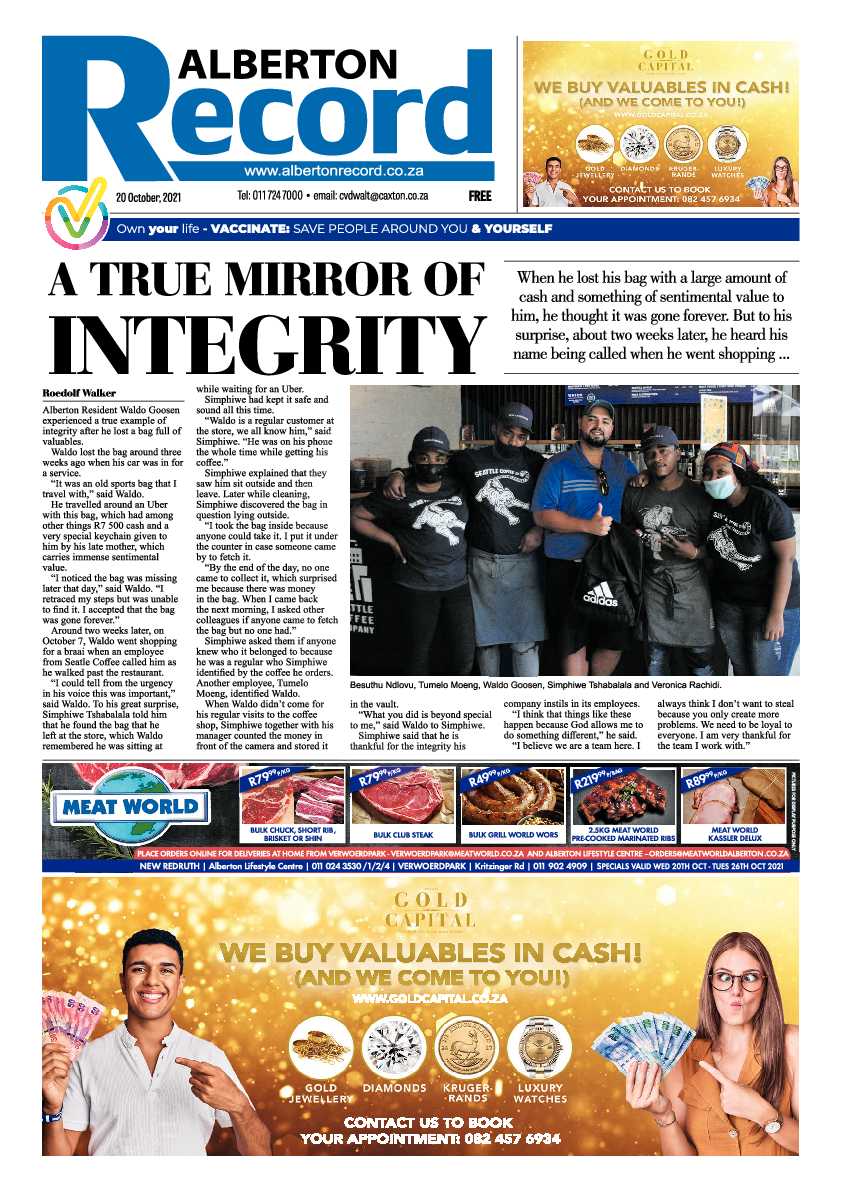 Alberton Record 20 October 2021 page 1