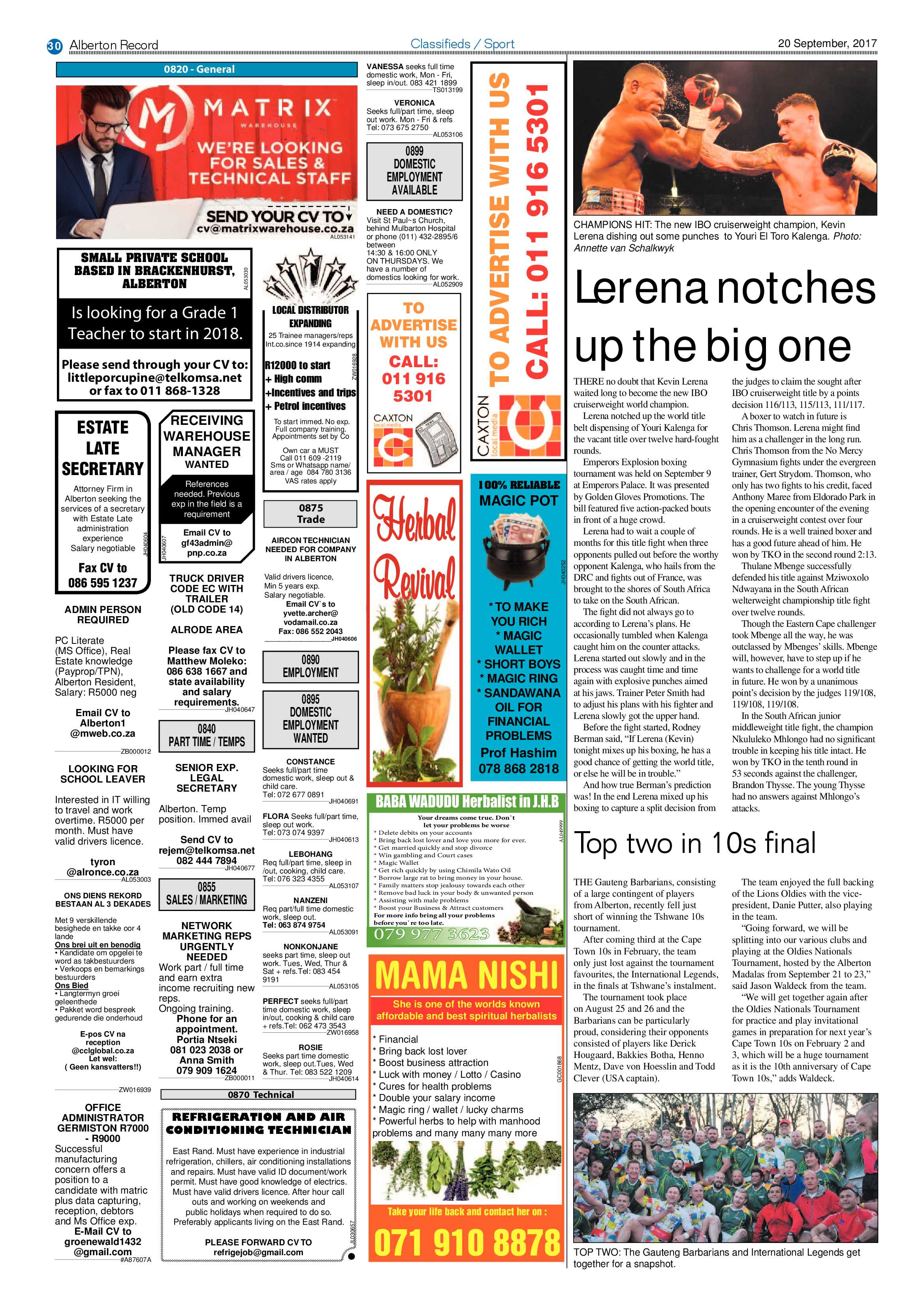 Alberton Record 20 September 2017 page 30
