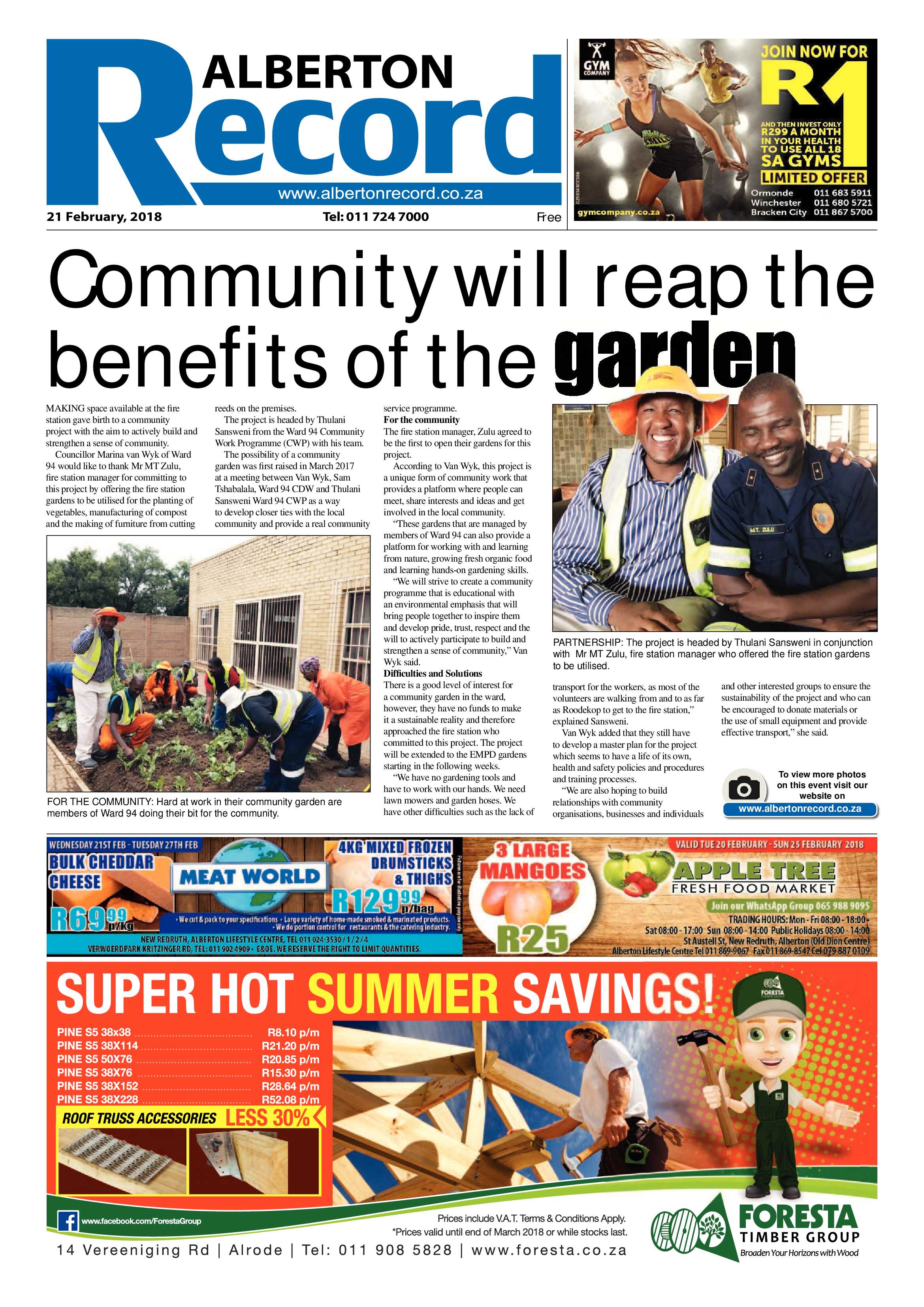 Alberton Record 21 February 2018 page 1