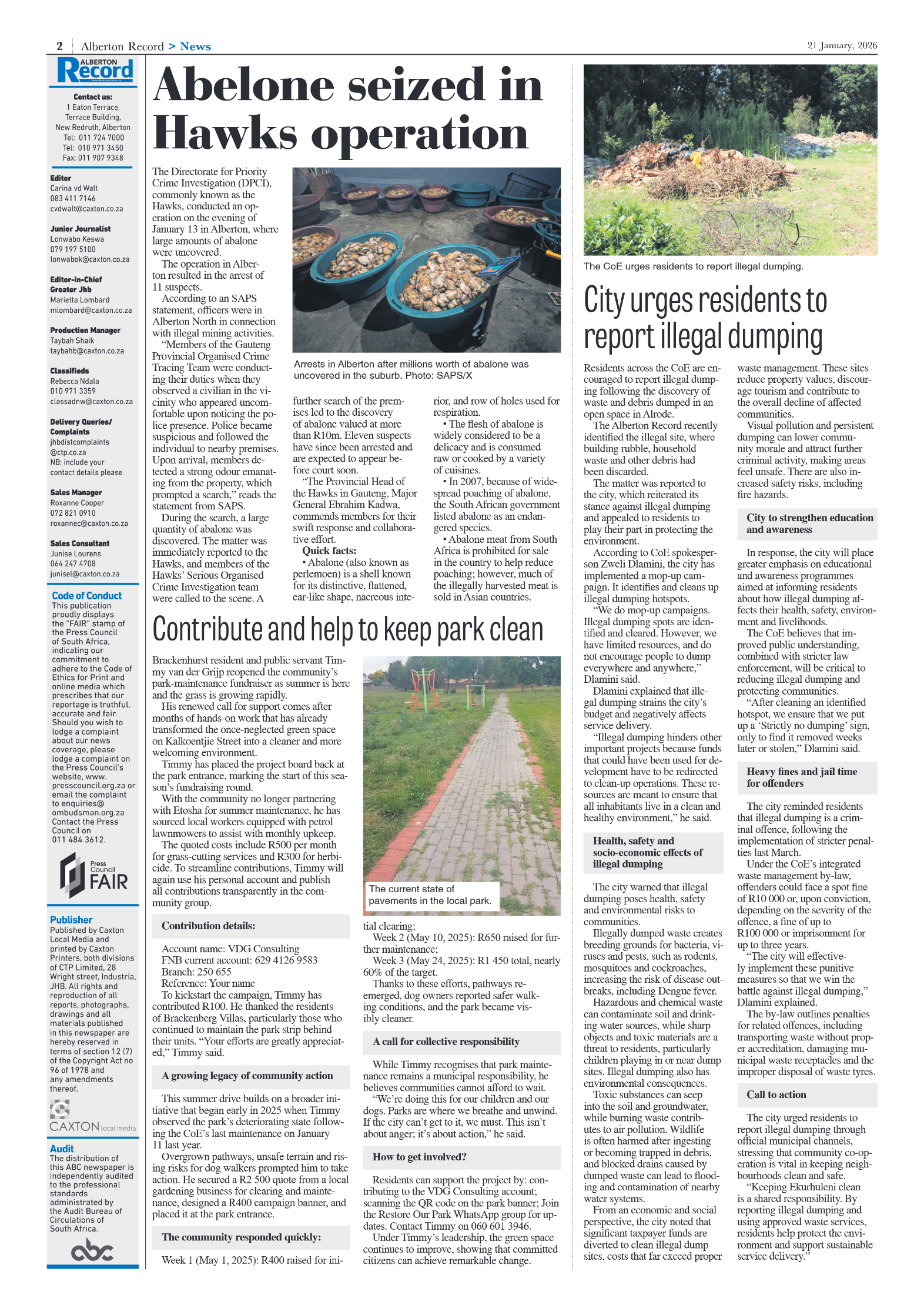 Alberton Record 21 January 2026 page 2