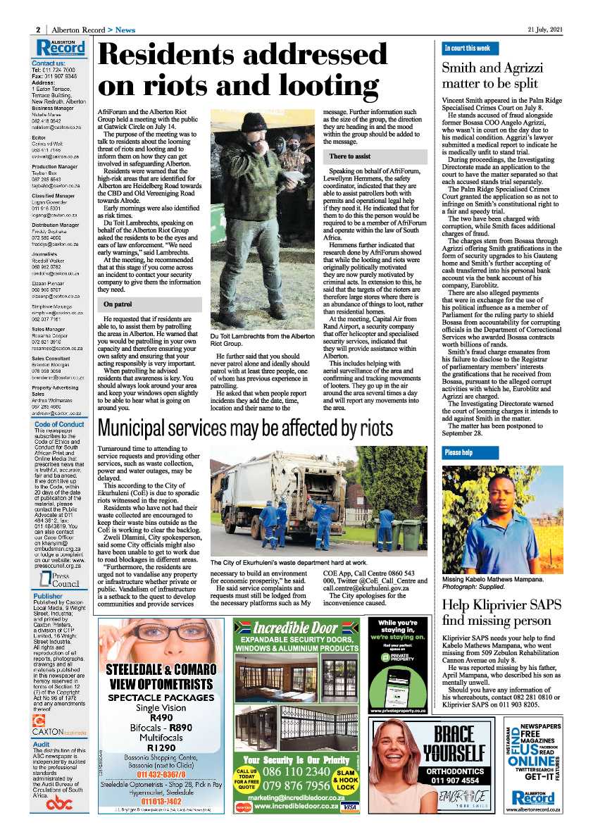 Alberton Record 21 July 2021 page 2