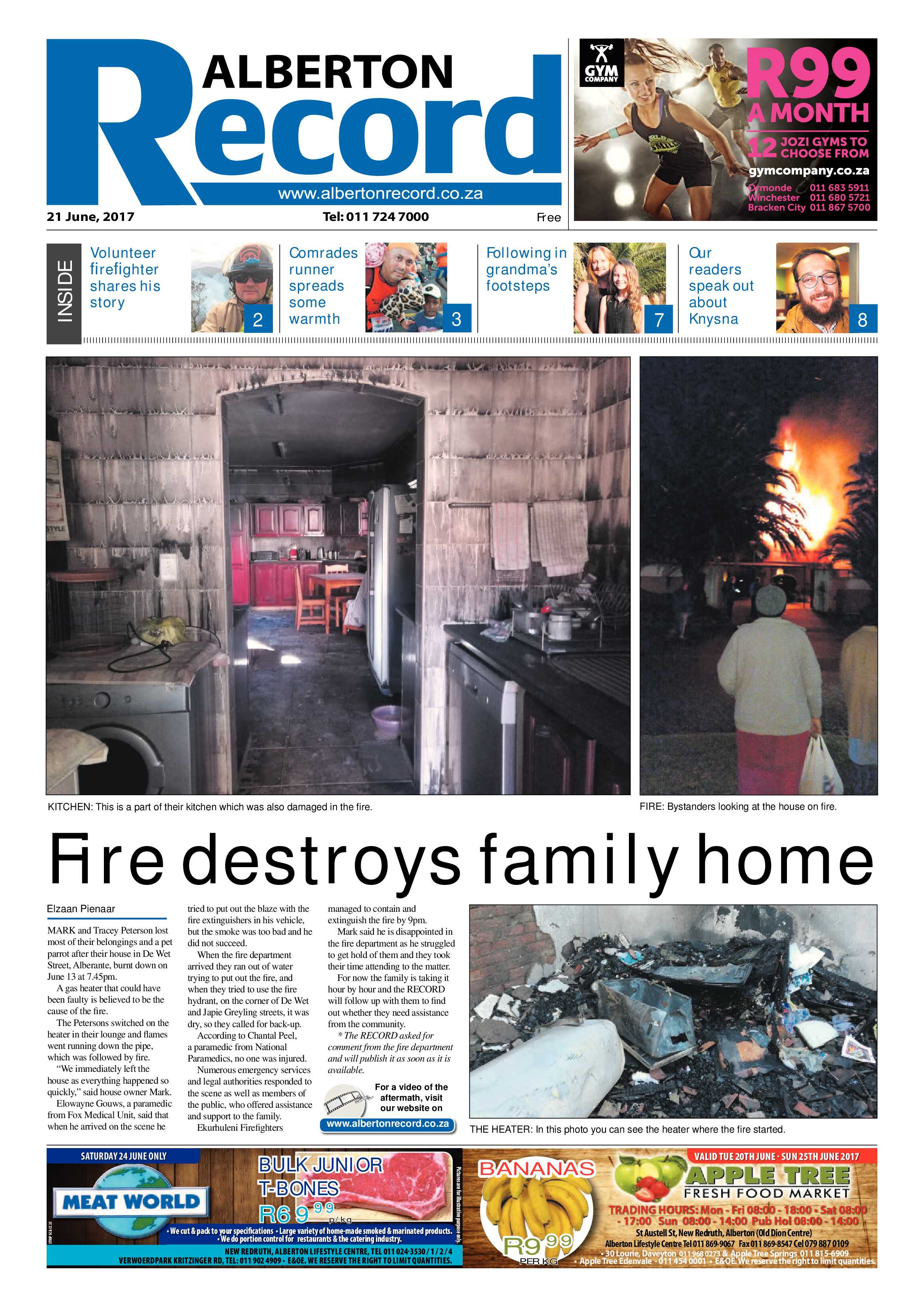 Alberton Record 21 June 2017 page 1