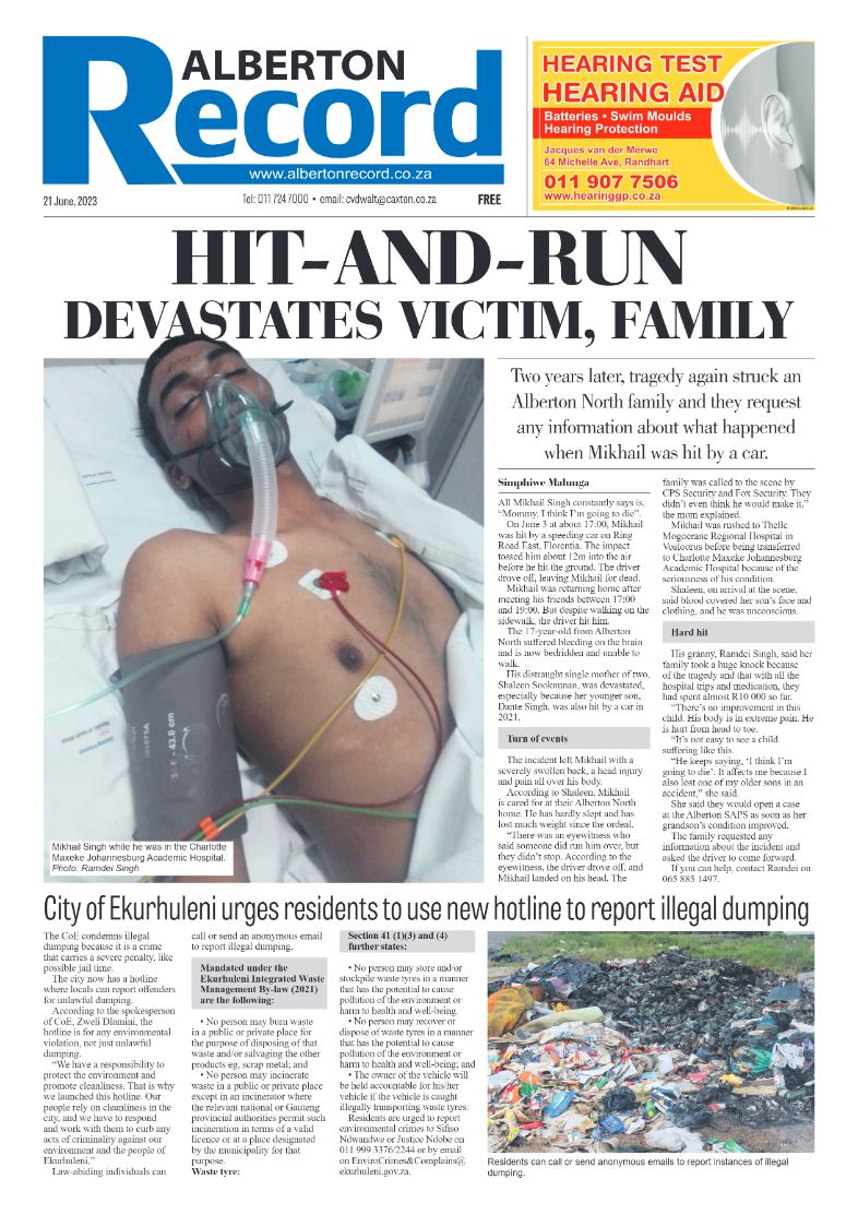 Alberton Record 21 June 2023 page 1