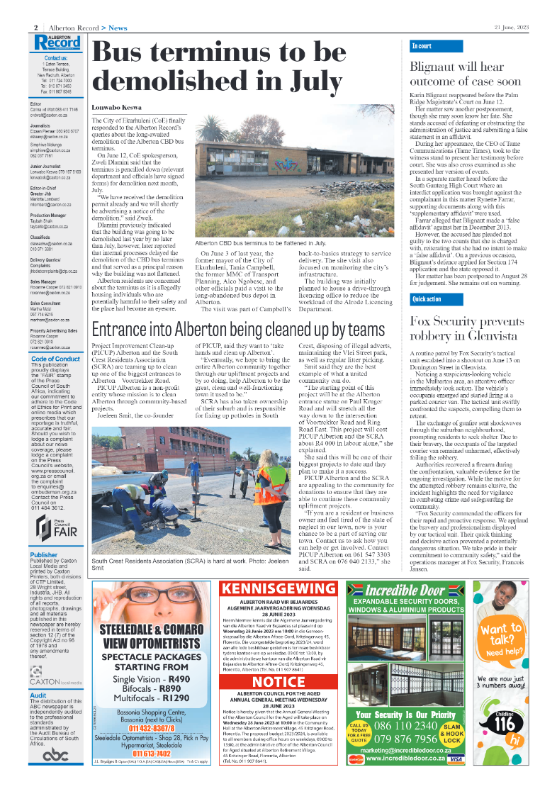 Alberton Record 21 June 2023 page 2