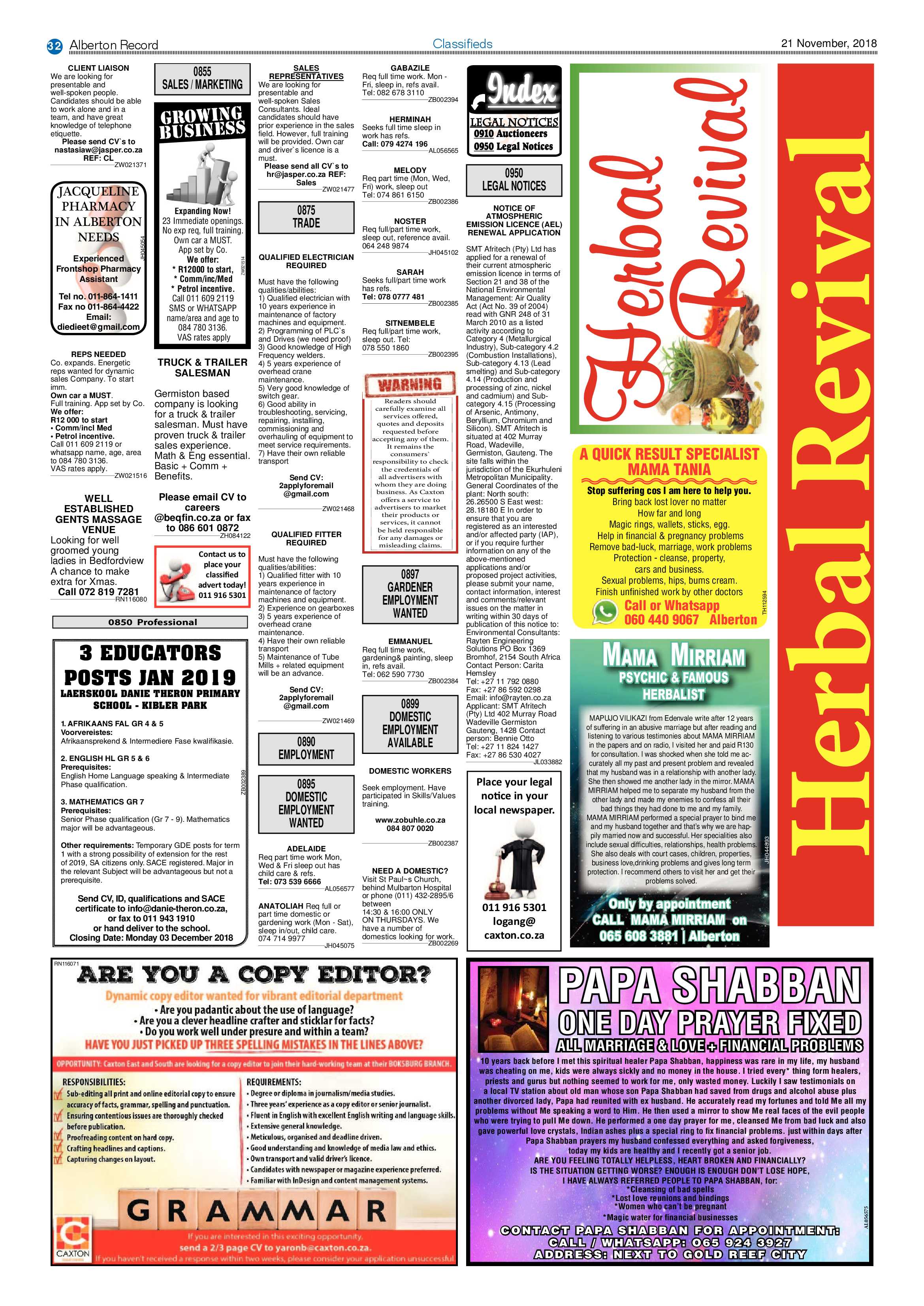 Alberton Record 21 November 2018 page 32