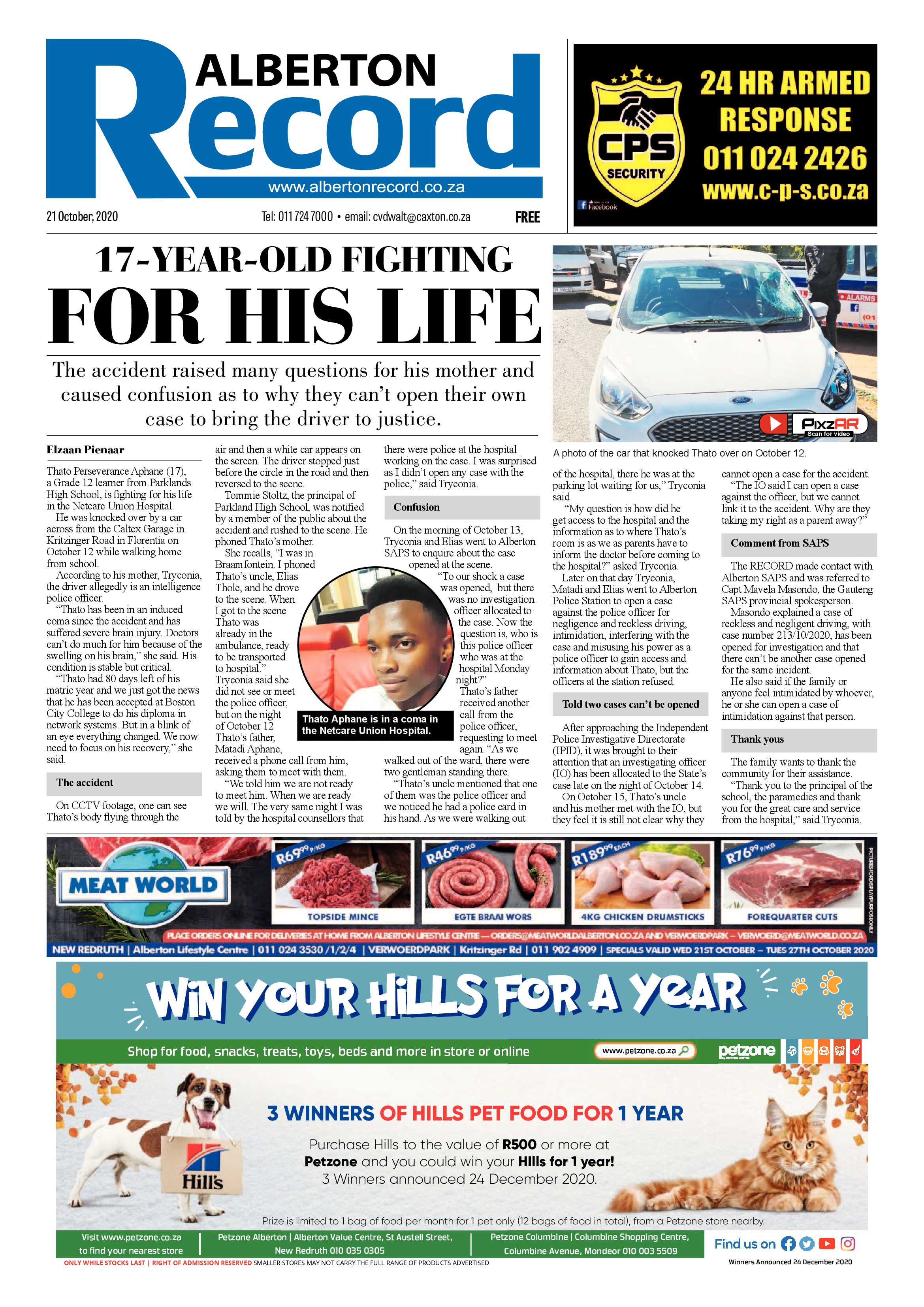 Alberton Record 21 October 2020 page 1