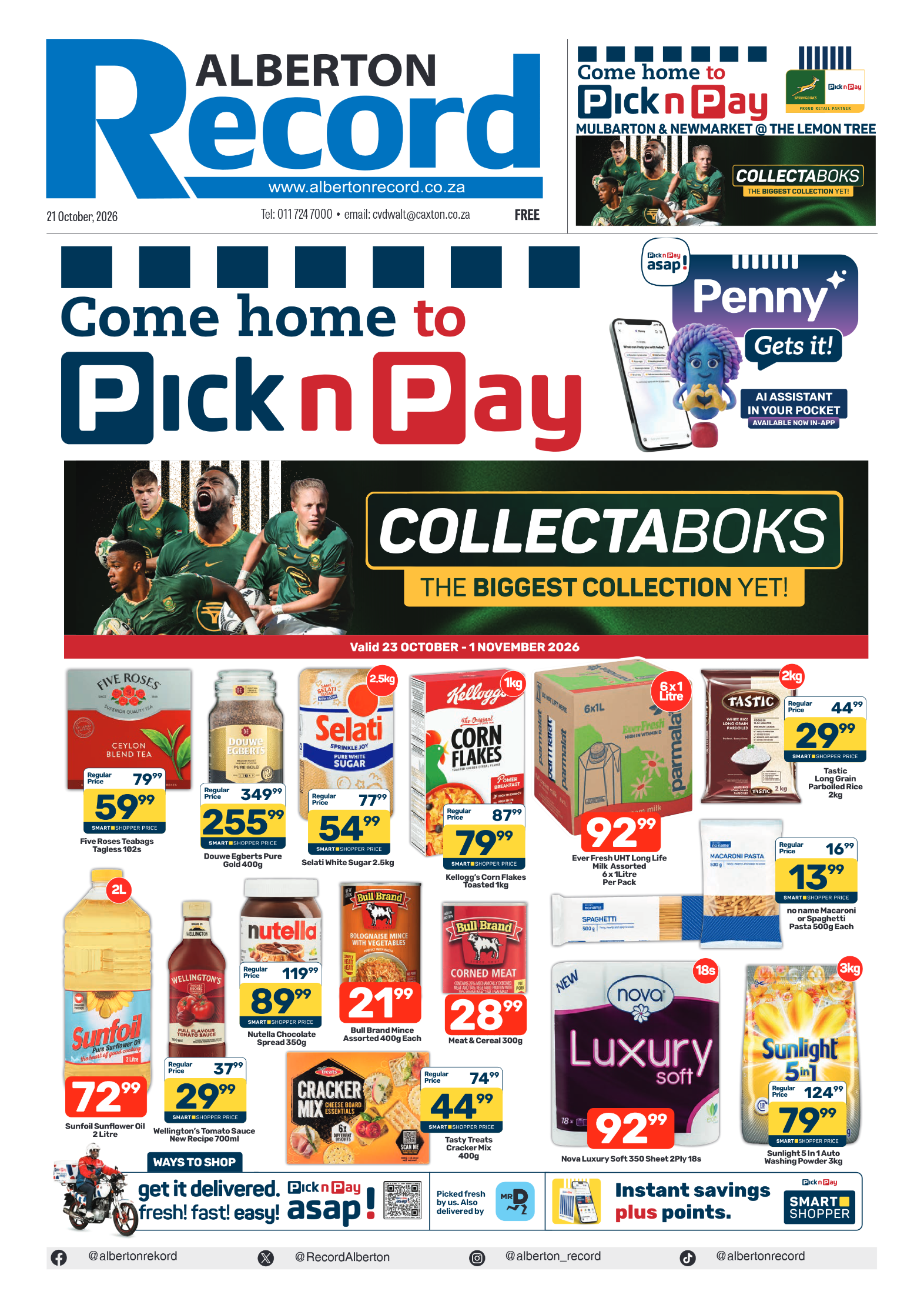 Alberton Record 21 October 2026 page 1