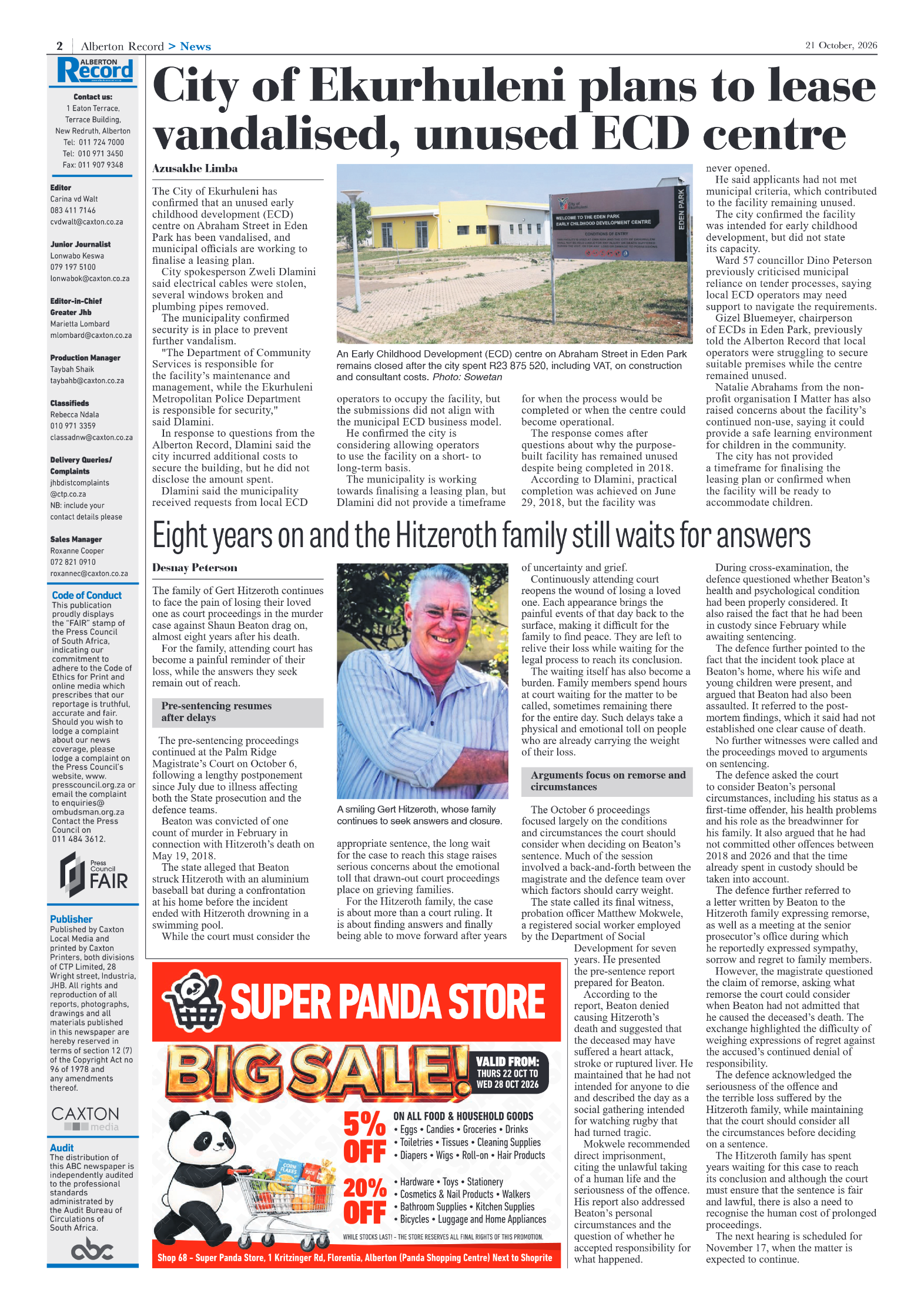 Alberton Record 21 October 2026 page 4
