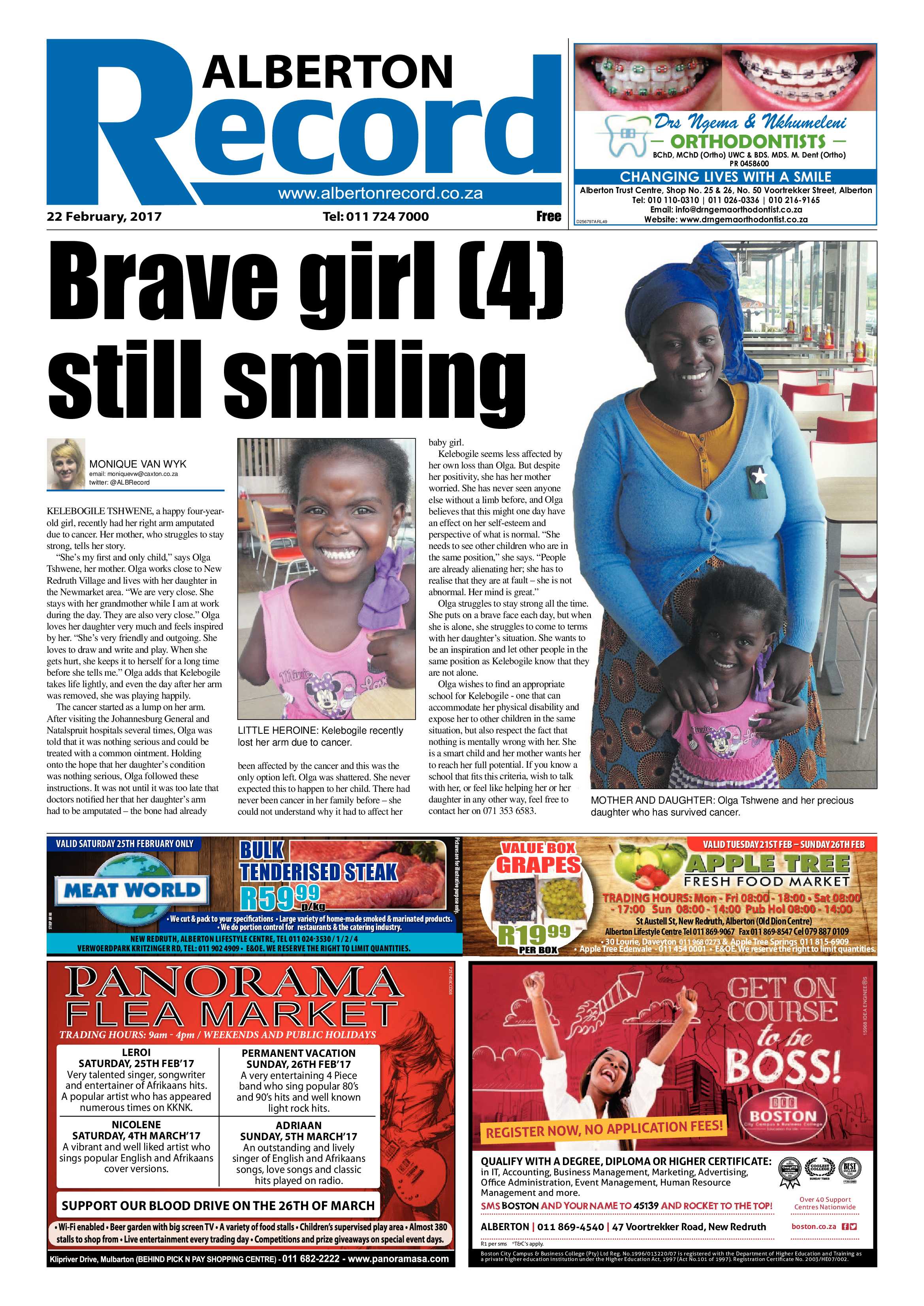 Alberton Record 22 February 2017 page 1