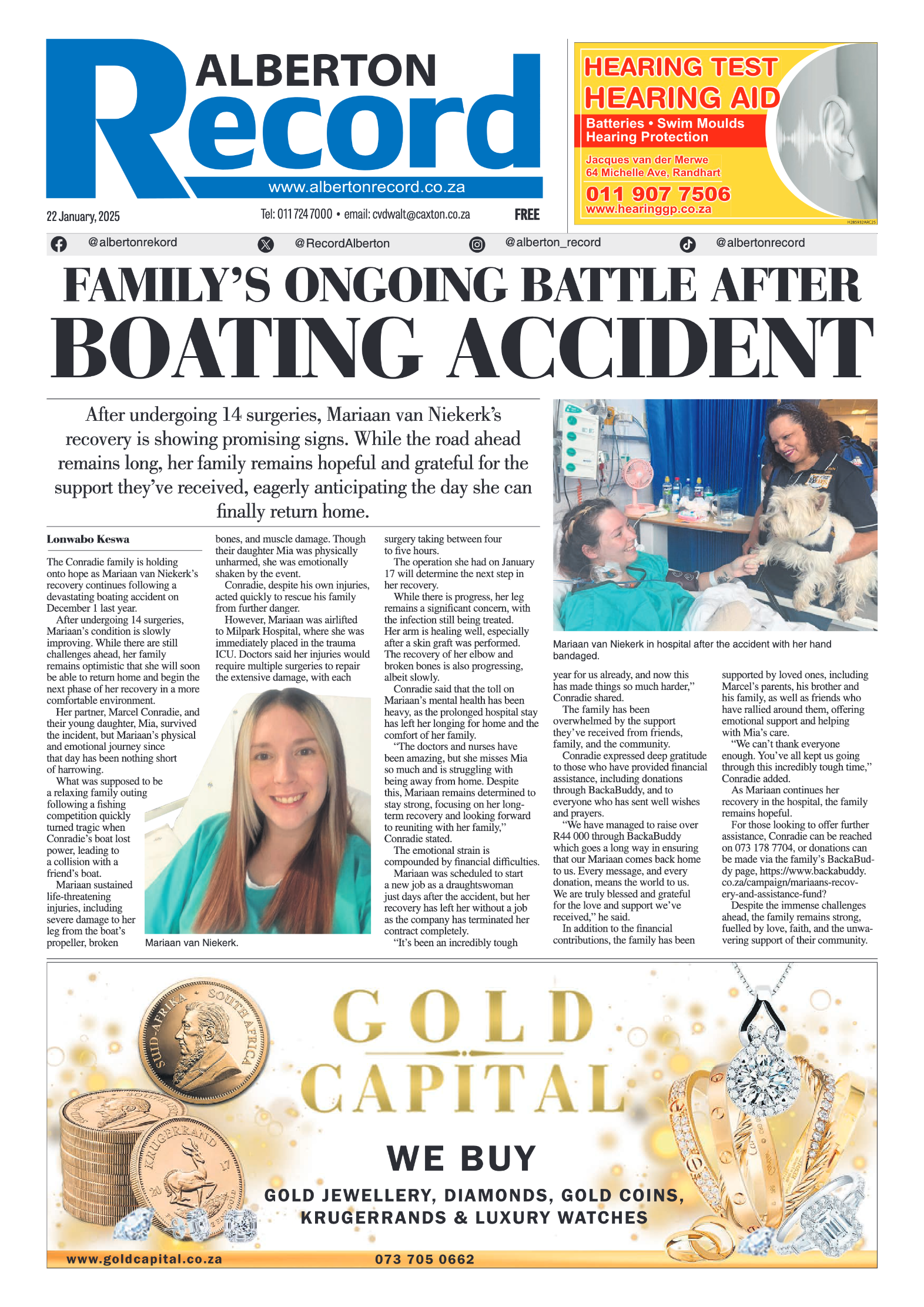 Alberton Record 22 January 2025 page 1