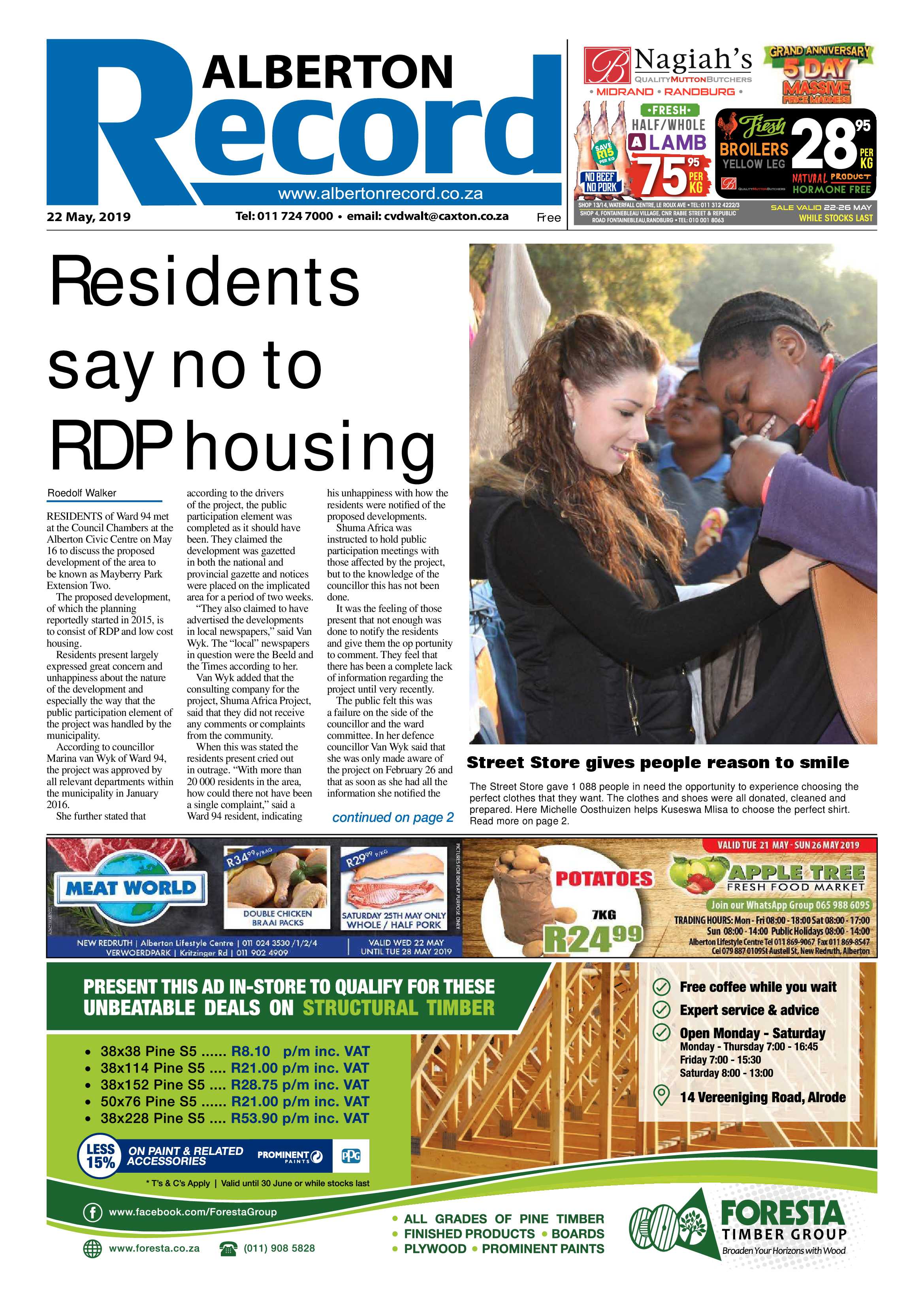 Alberton Record 22 May 2019 page 1