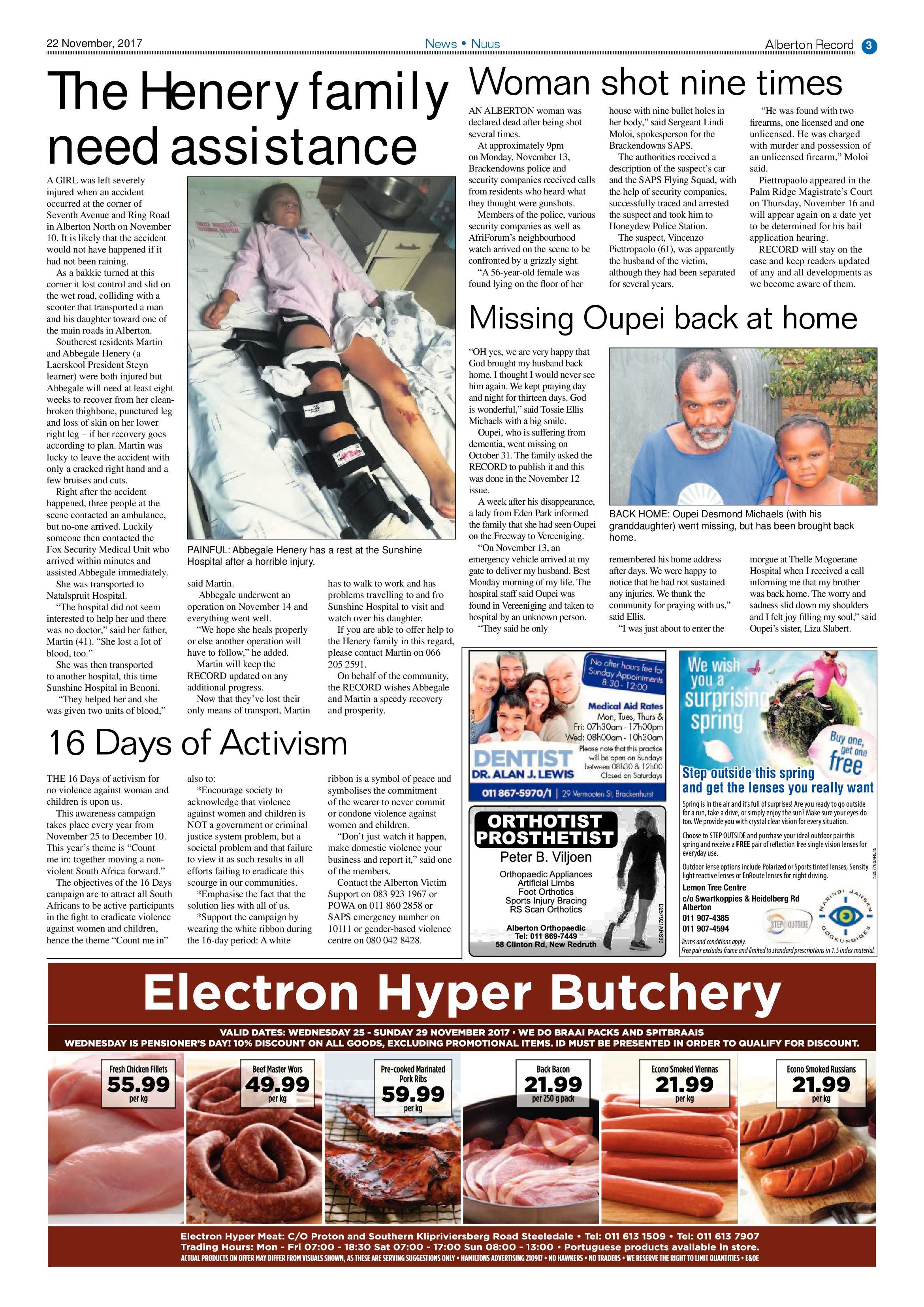 Alberton Record 22 November 2017 page 3