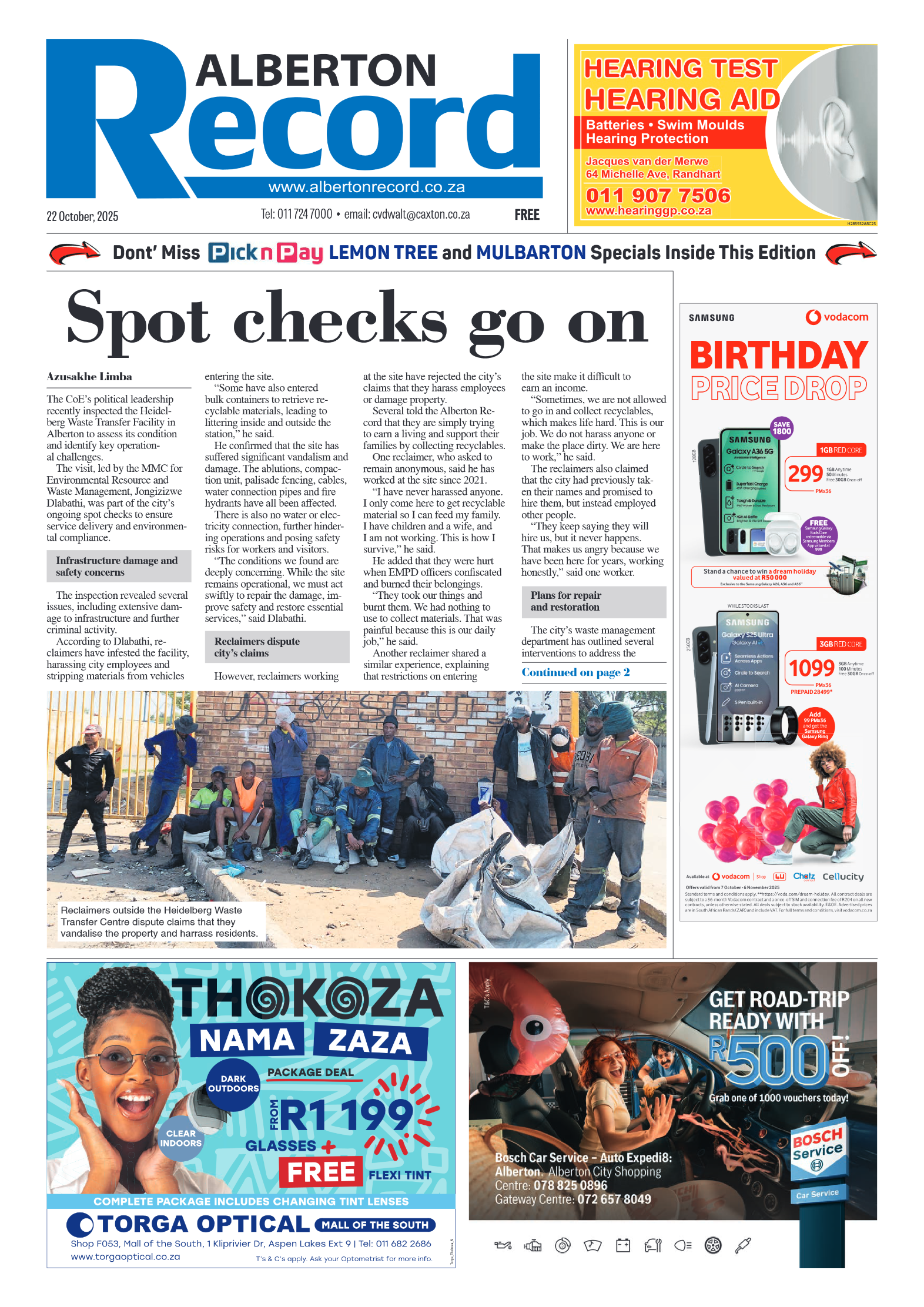 Alberton Record 22 October 2025 page 1
