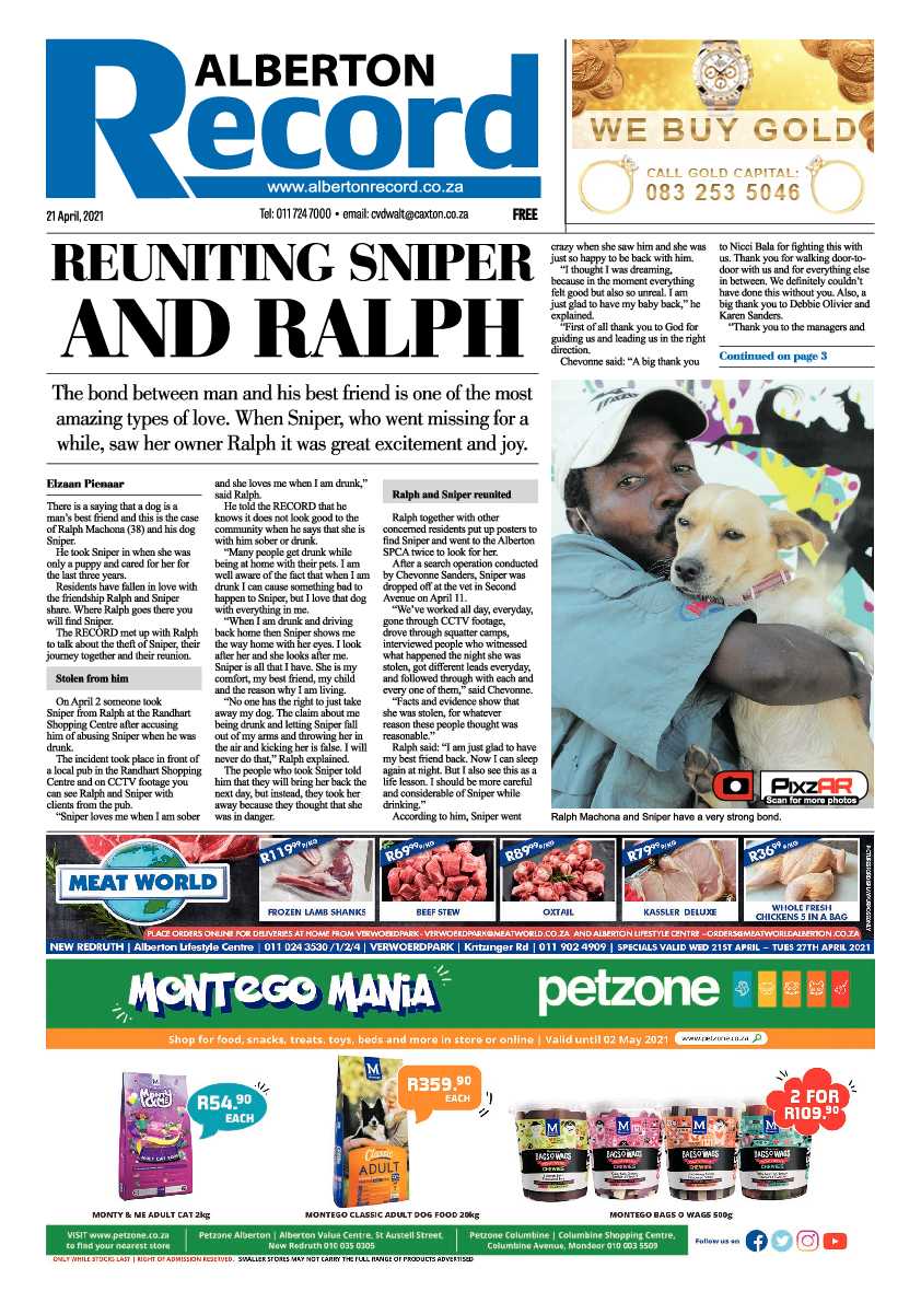 Alberton Record 23 April 2021 page 1