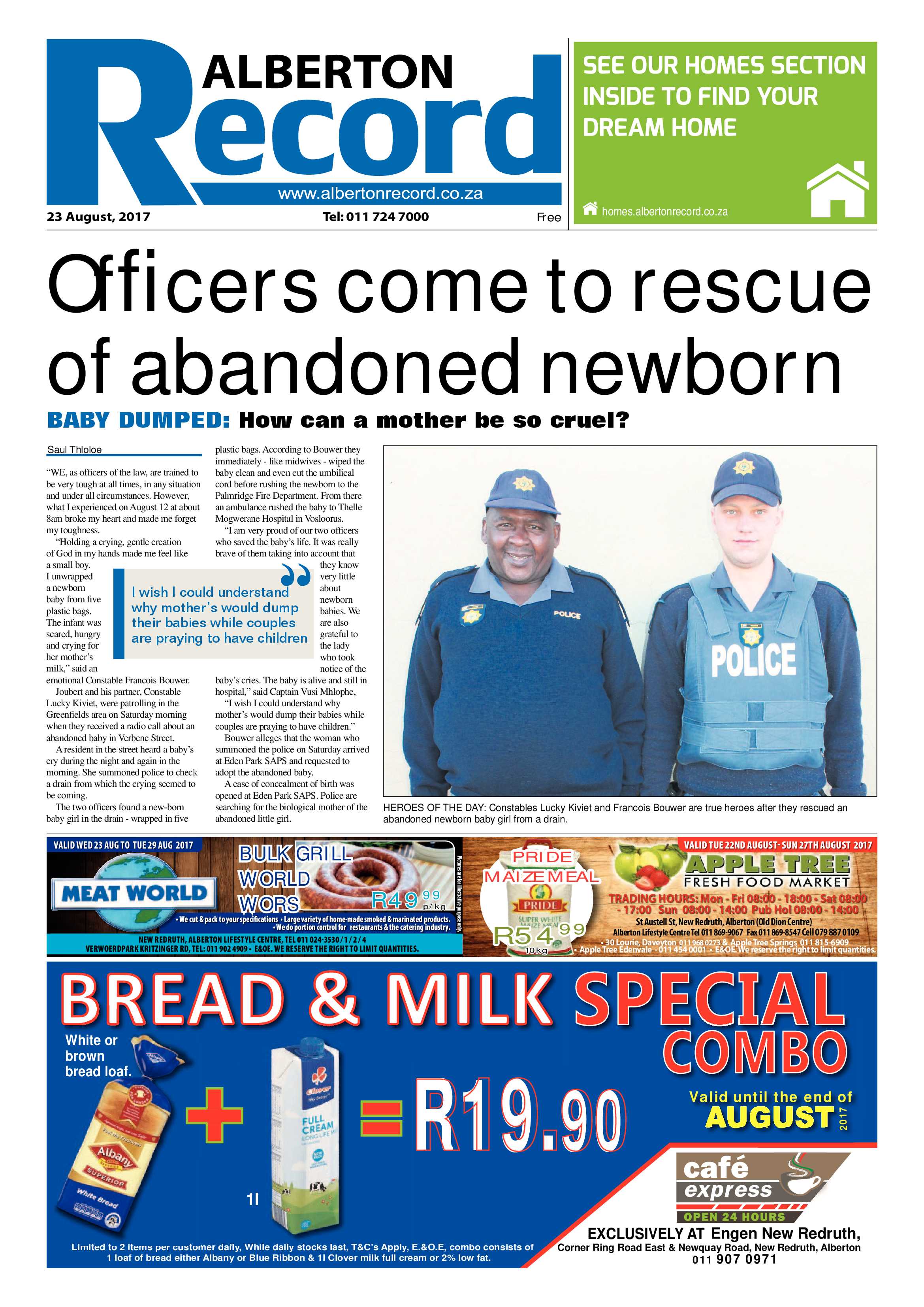 Alberton Record 23 August 2017 page 1