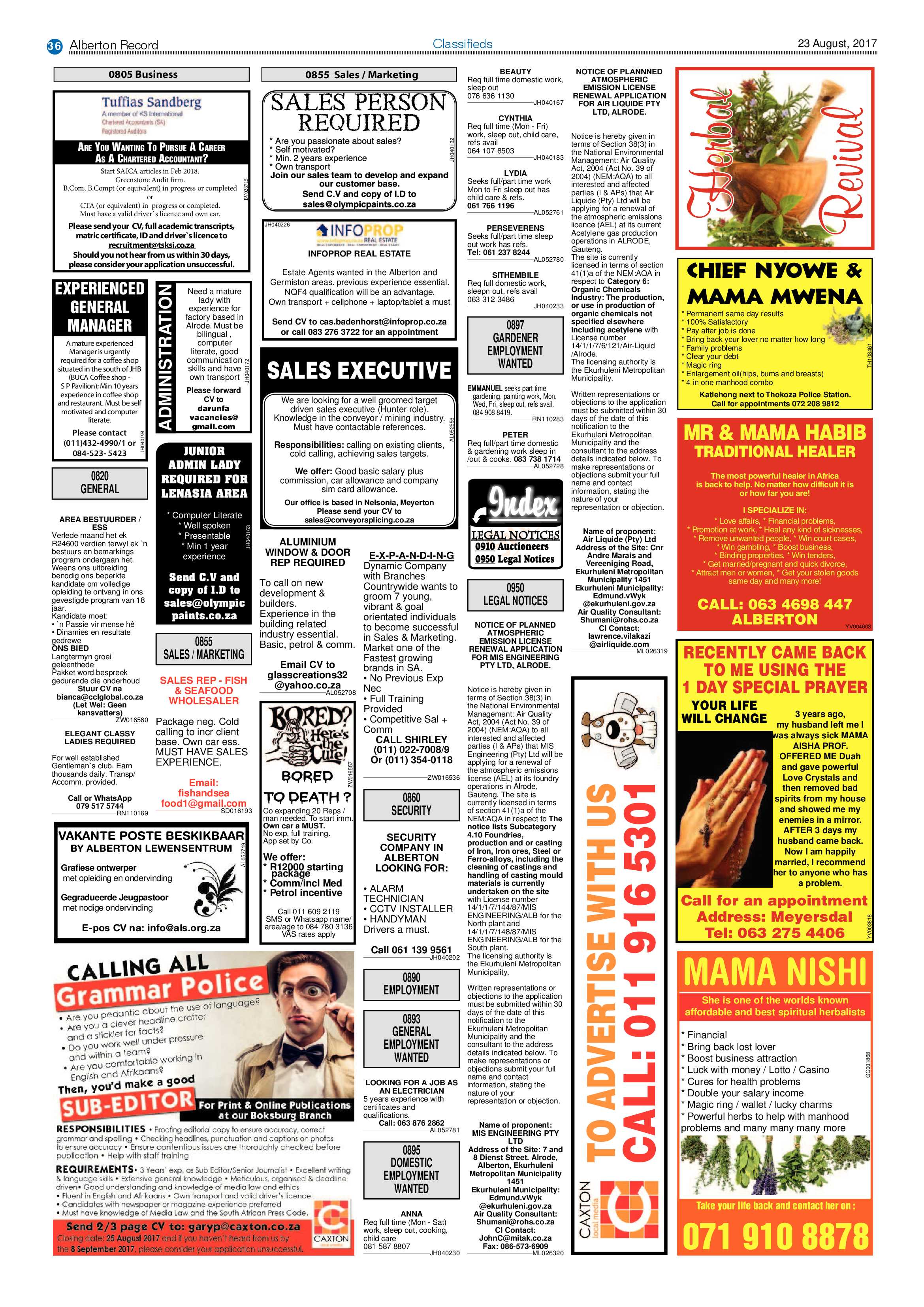 Alberton Record 23 August 2017 page 36