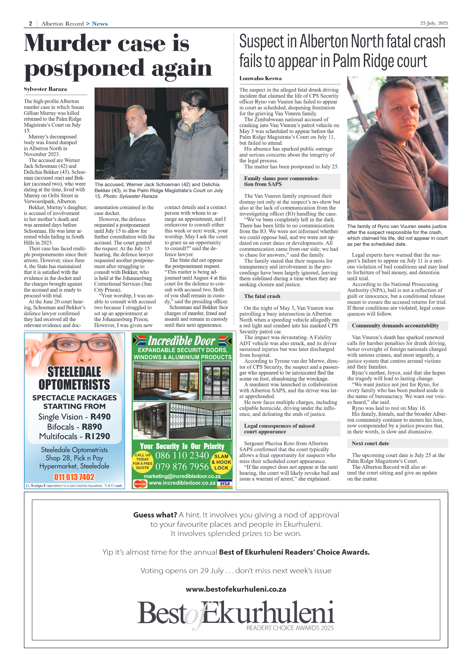 Alberton Record 23 July 2025 page 2