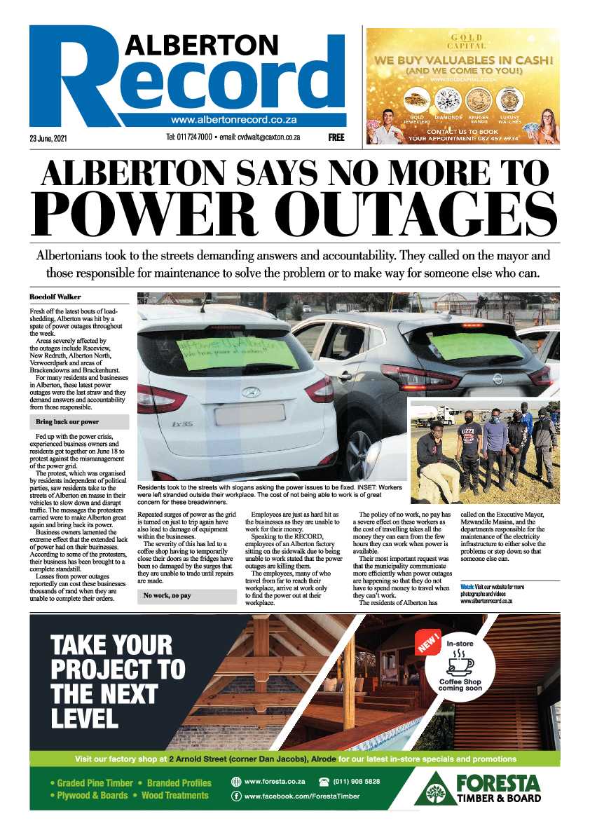 Alberton Record 23 June 2021 page 1