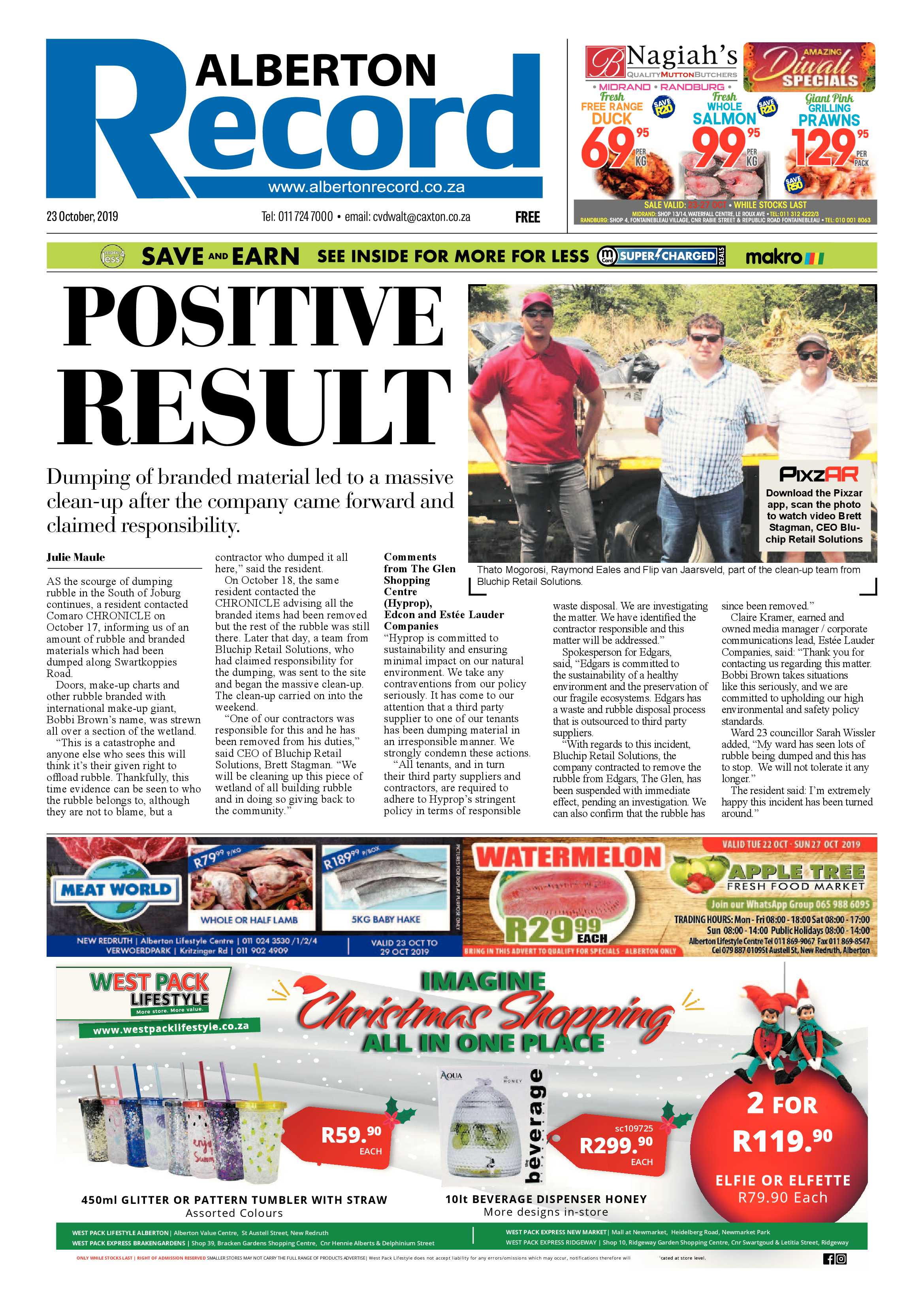 Alberton Record 23 October 2019 page 1