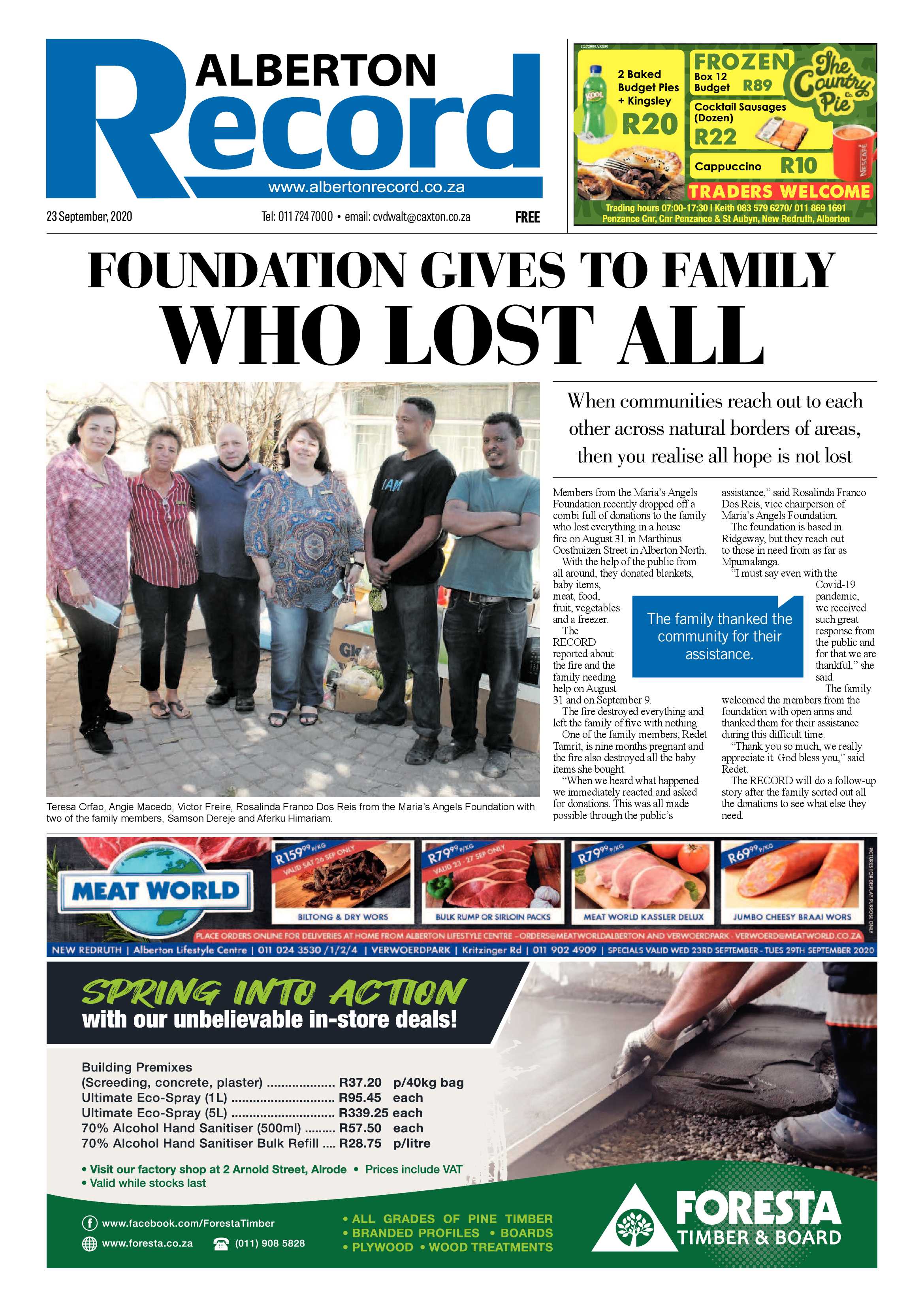 Alberton Record 23 September 2020 page 1