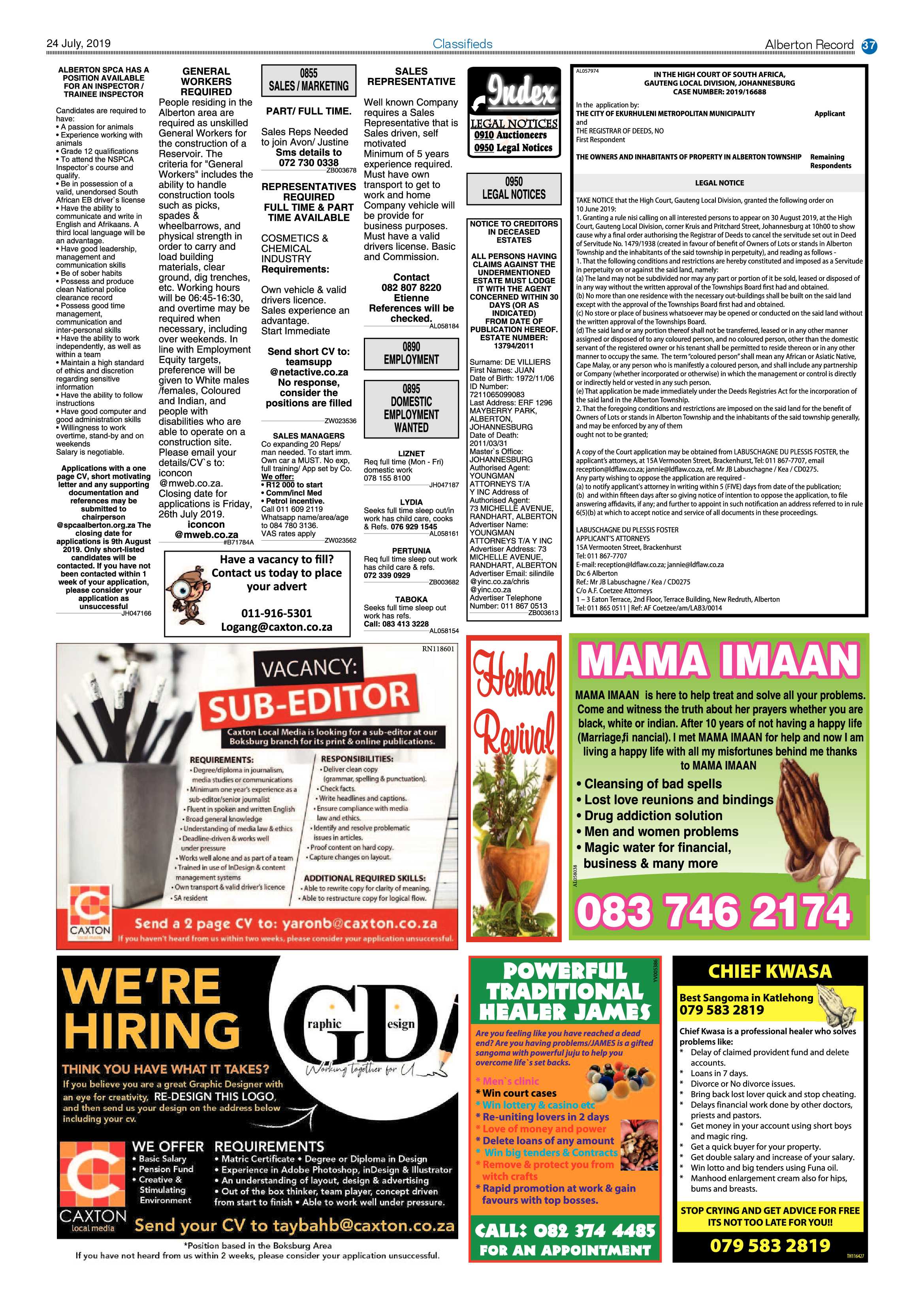 Alberton Record 24 July 2019 page 37