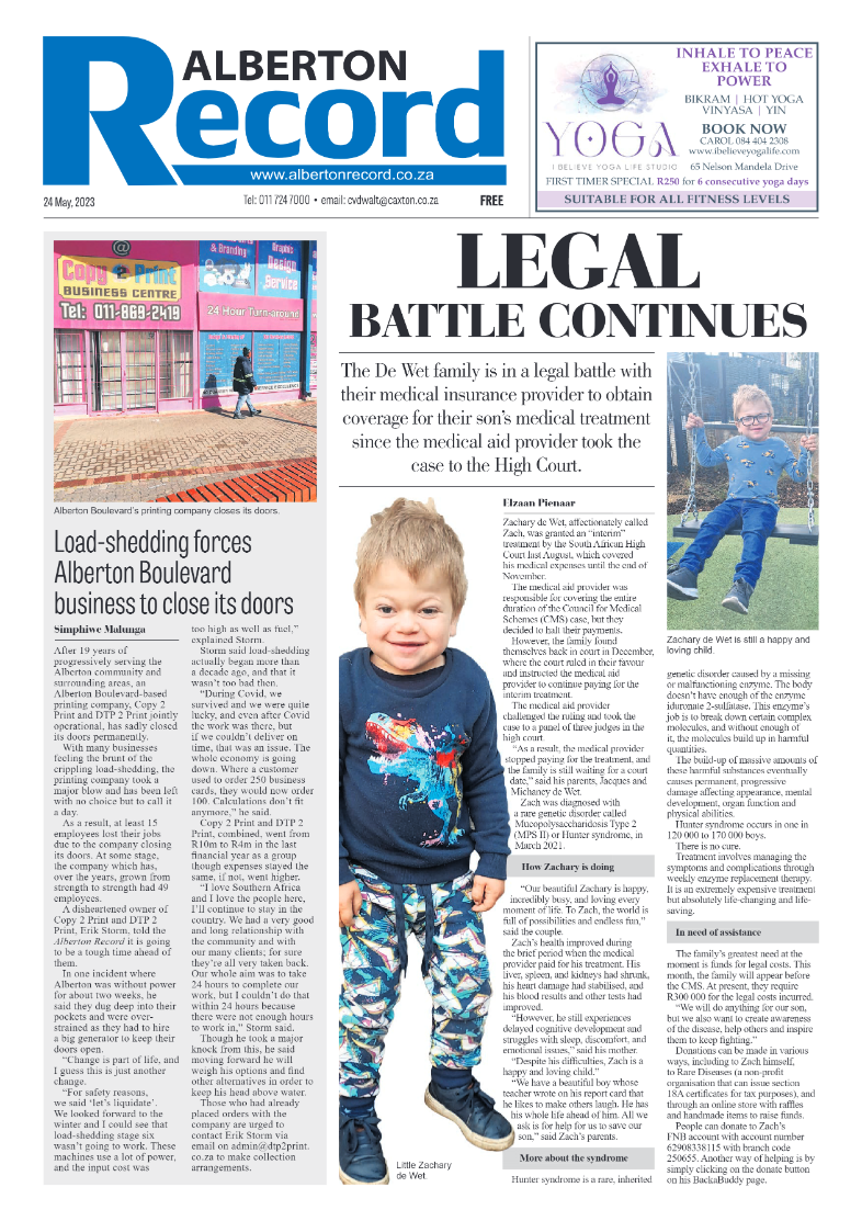 Alberton Record 24 May 2023 page 1