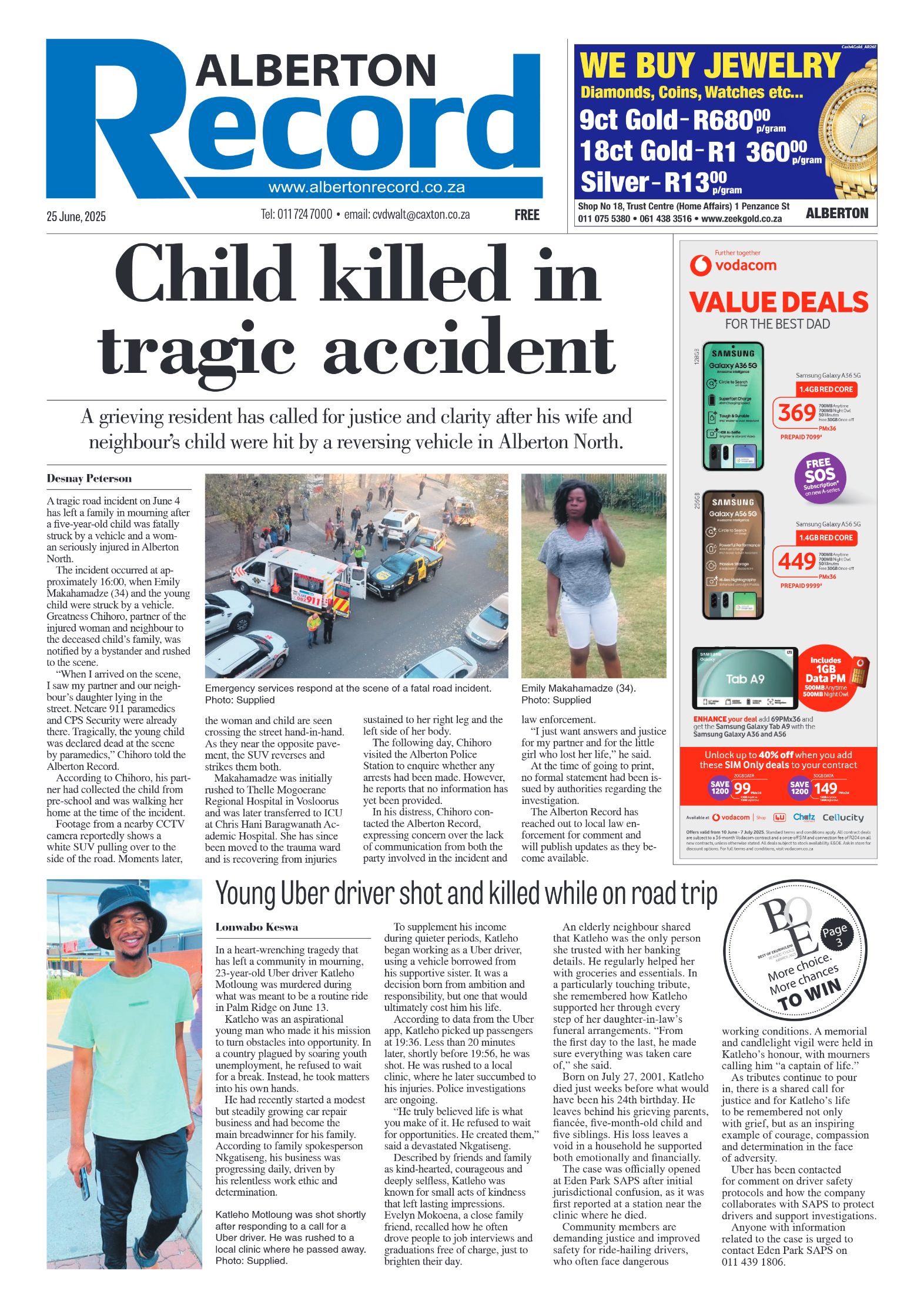 Alberton Record 25 June 2025 page 1