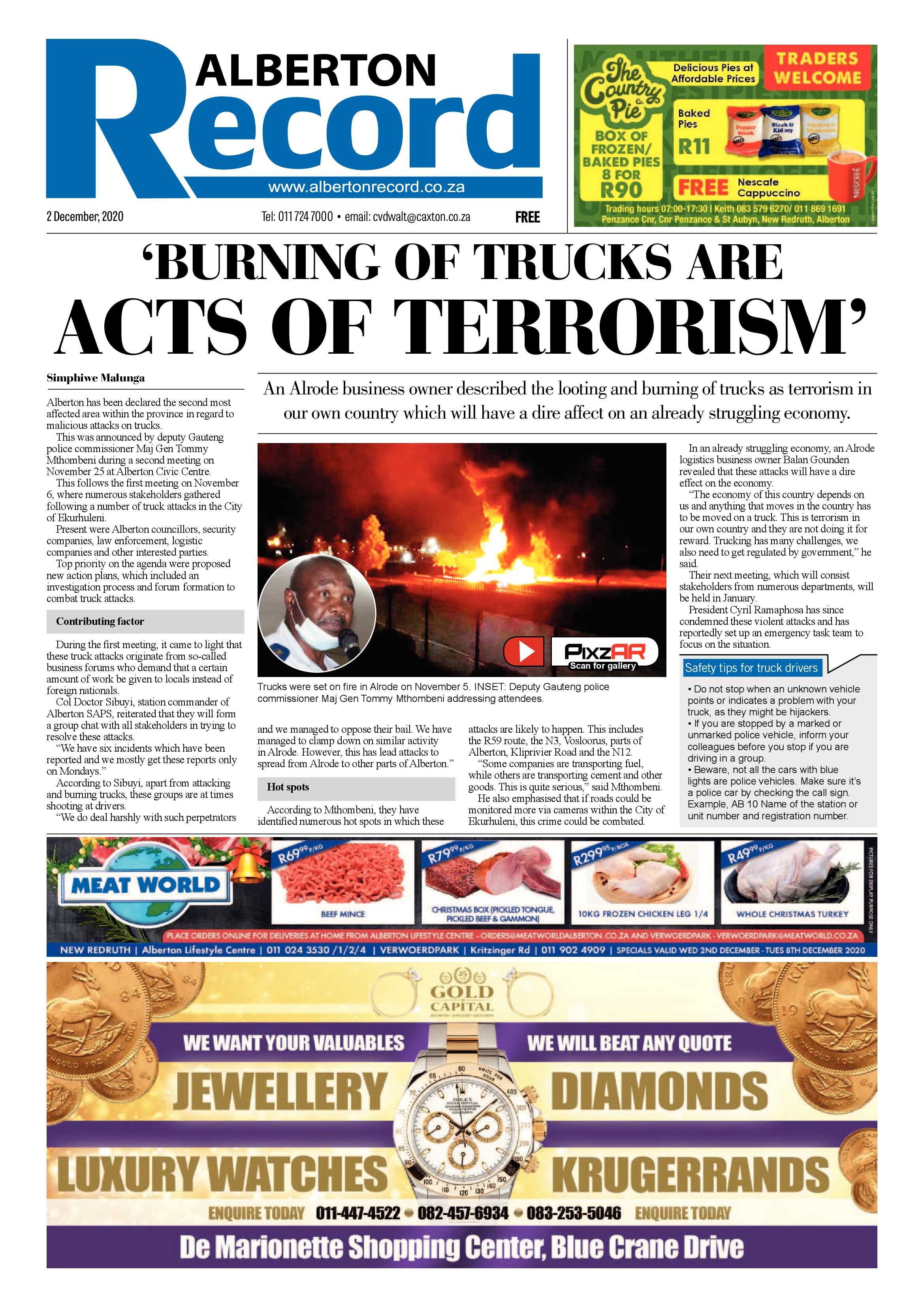 Alberton Record 02 December 2020 page 1