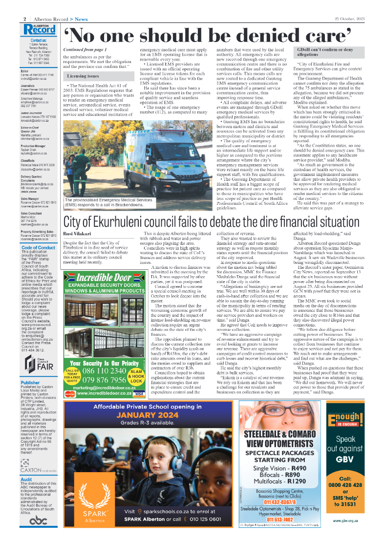Alberton Record 25 October 2023 page 2