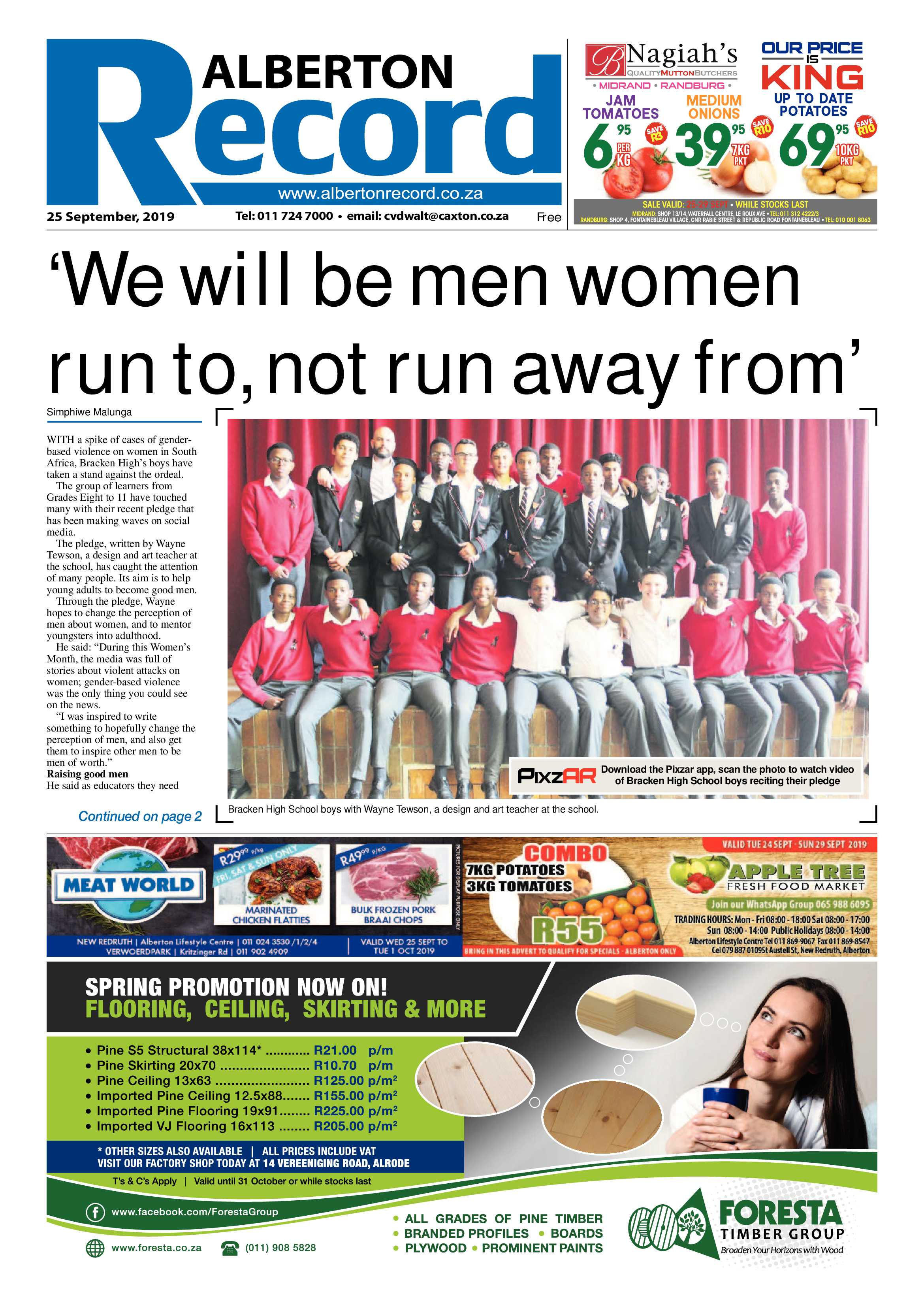 Alberton Record 25 September 2019 page 1