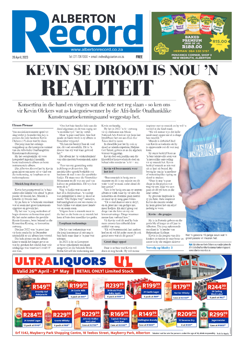 Alberton Record 26 April 2023 page 1