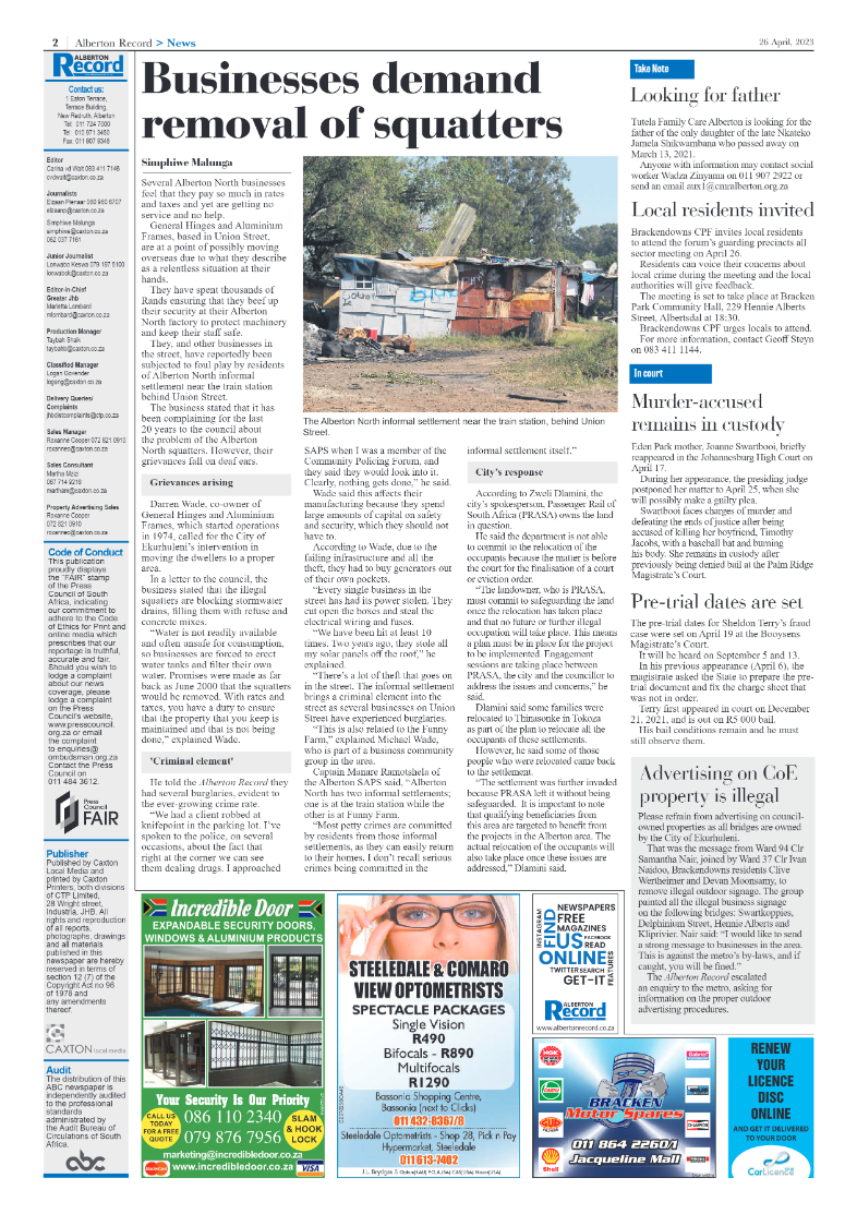 Alberton Record 26 April 2023 page 2