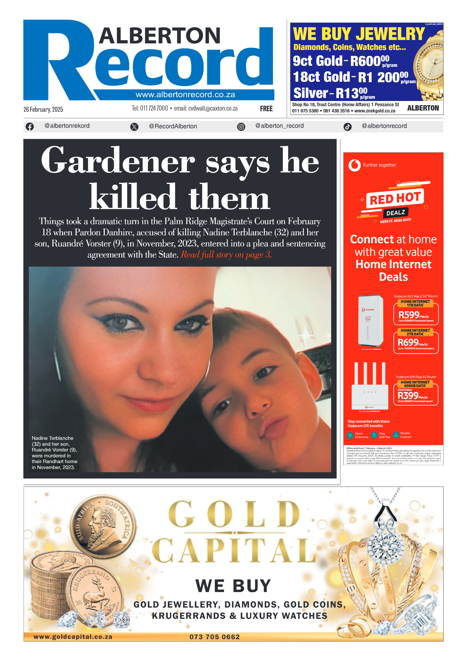 Alberton Record 26 February 2025 page 1