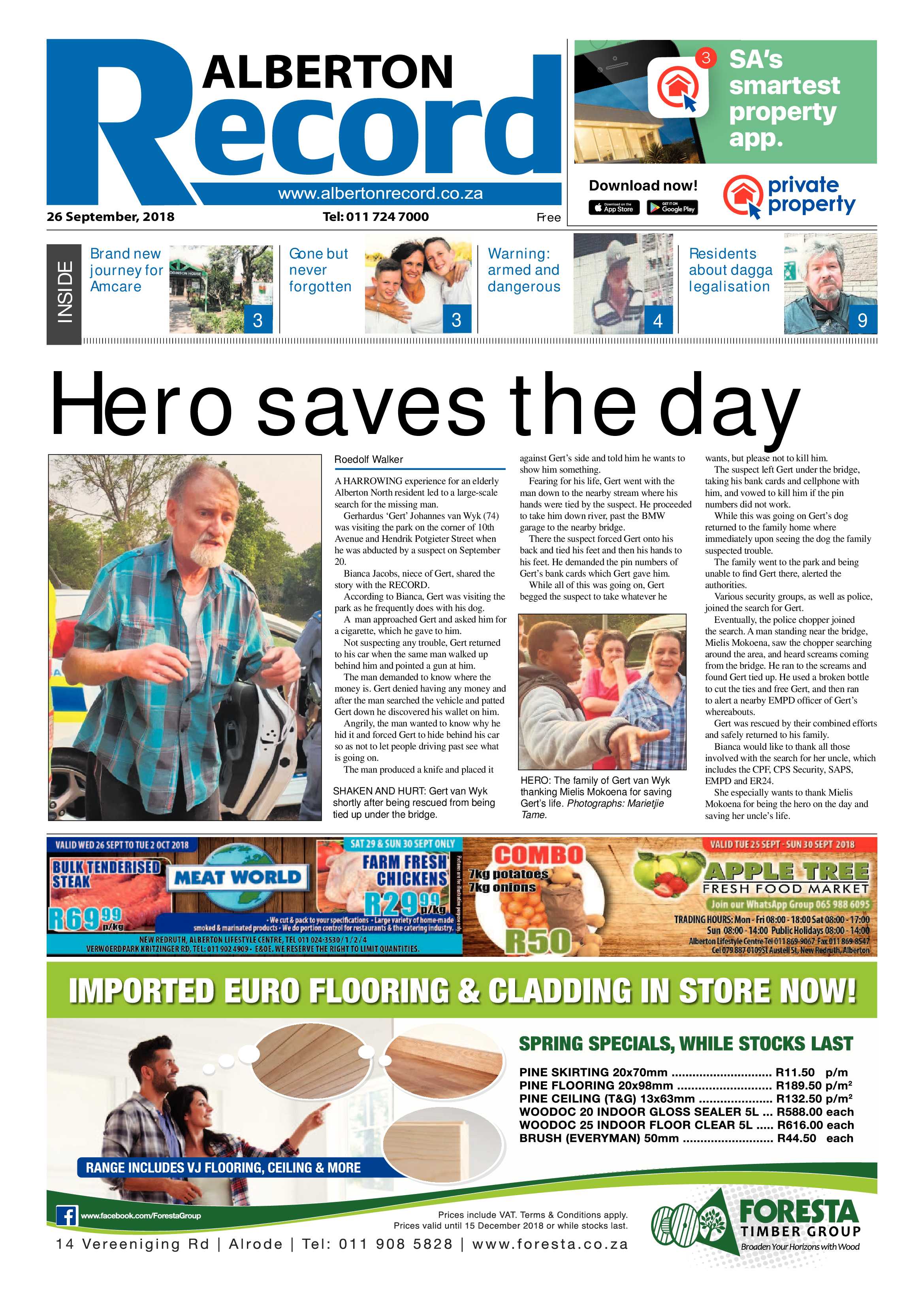 Alberton Record 26 September 2018 page 1