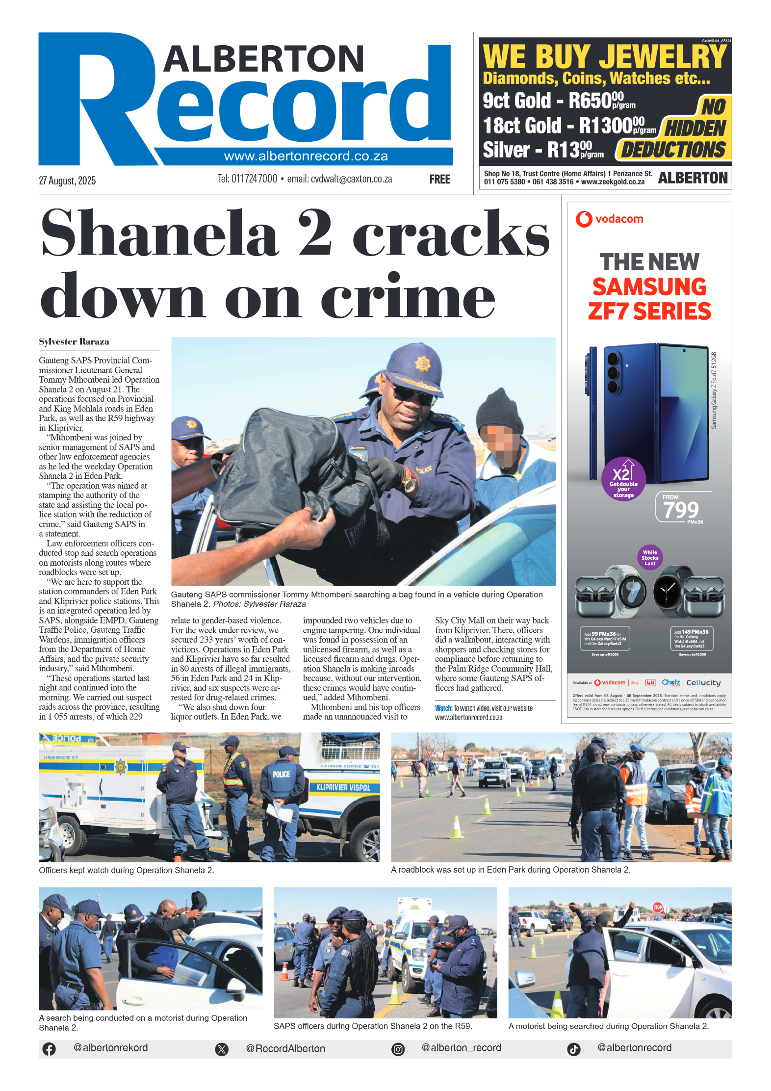 Alberton Record 27 August 2025 page 1