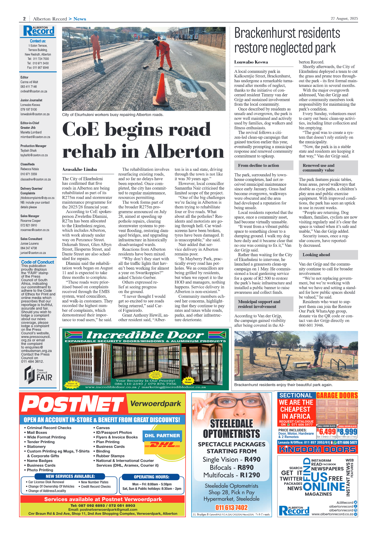 Alberton Record 27 August 2025 page 2