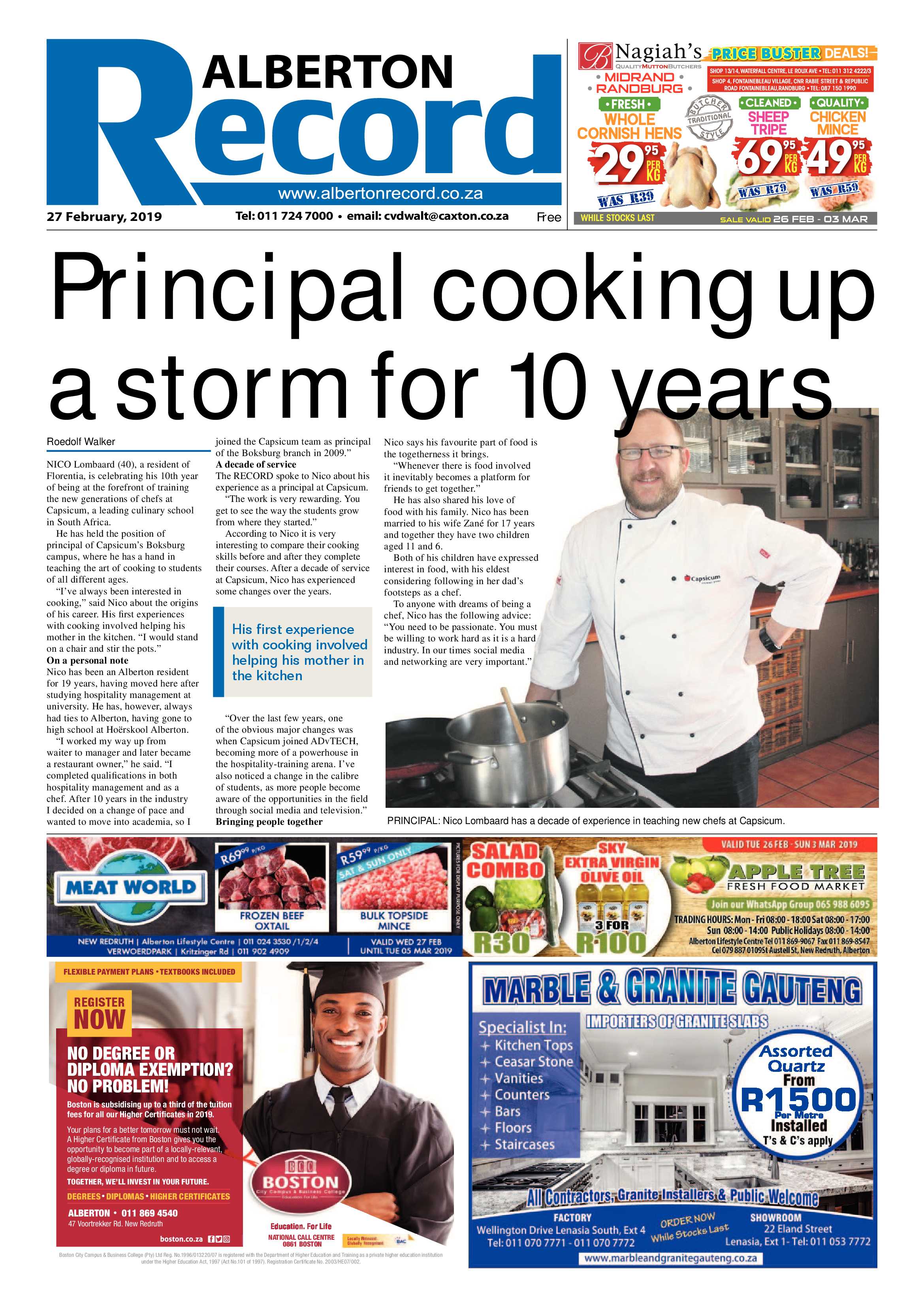Alberton Record 27 February 2019 page 1
