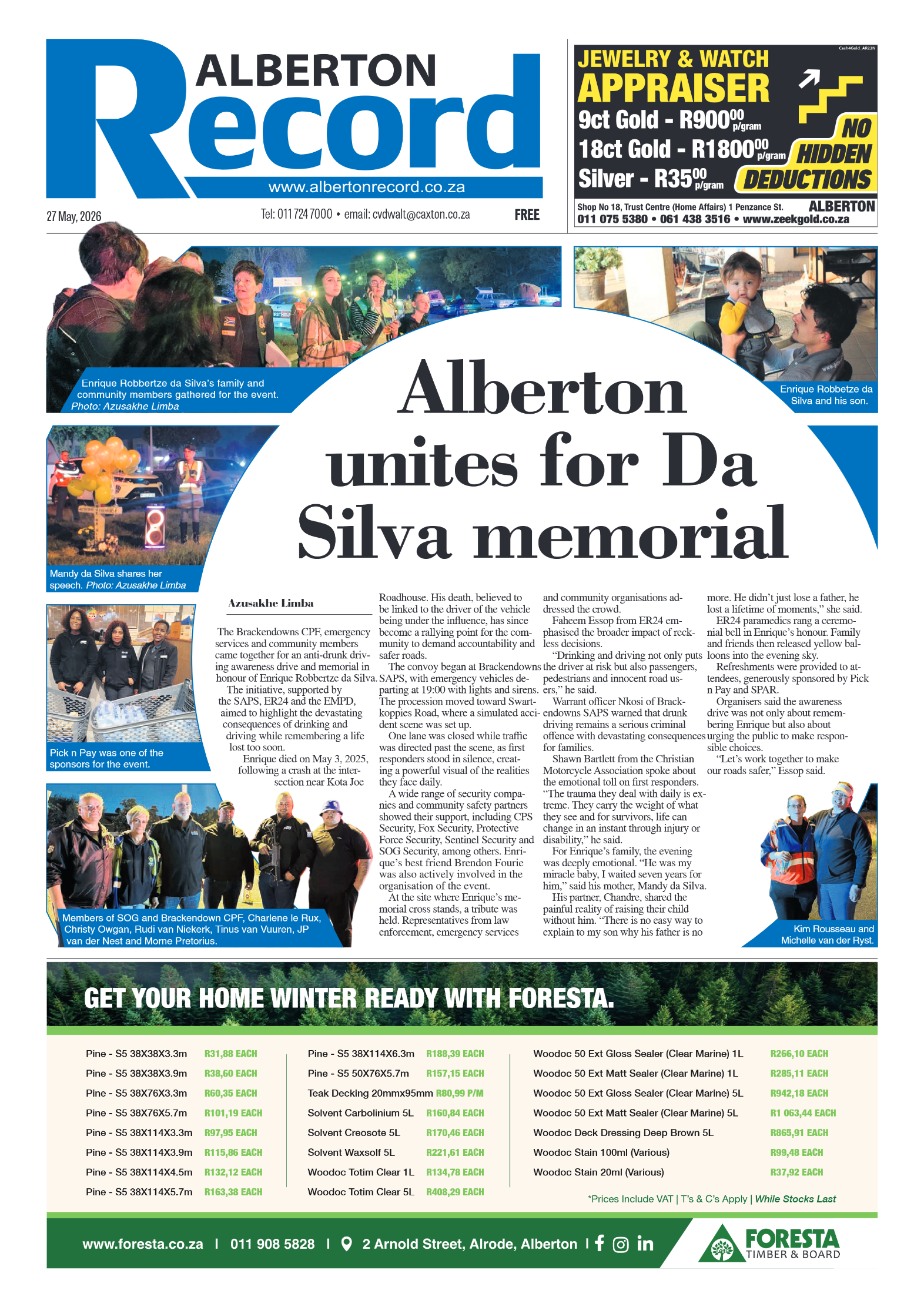 Alberton Record 27 May 2026 page 1