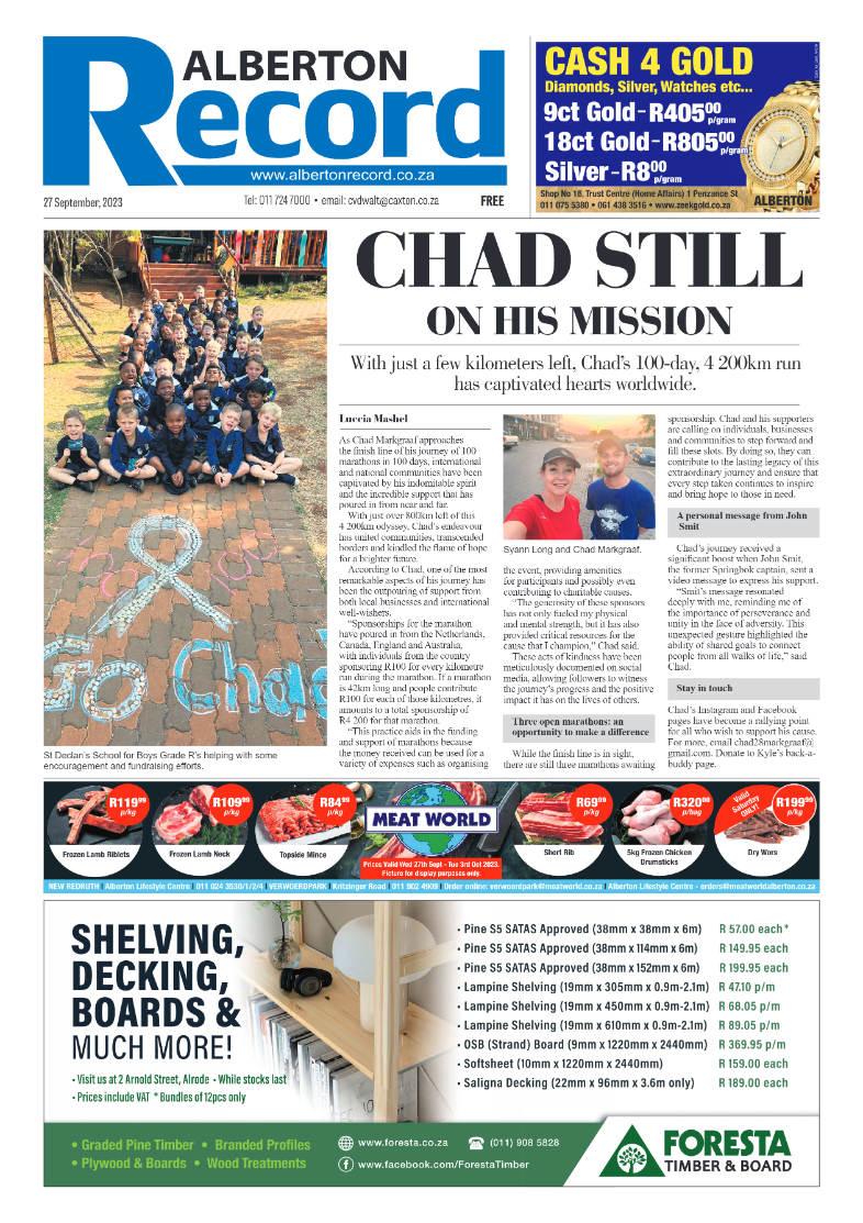 Alberton Record 27 September 2023 page 1