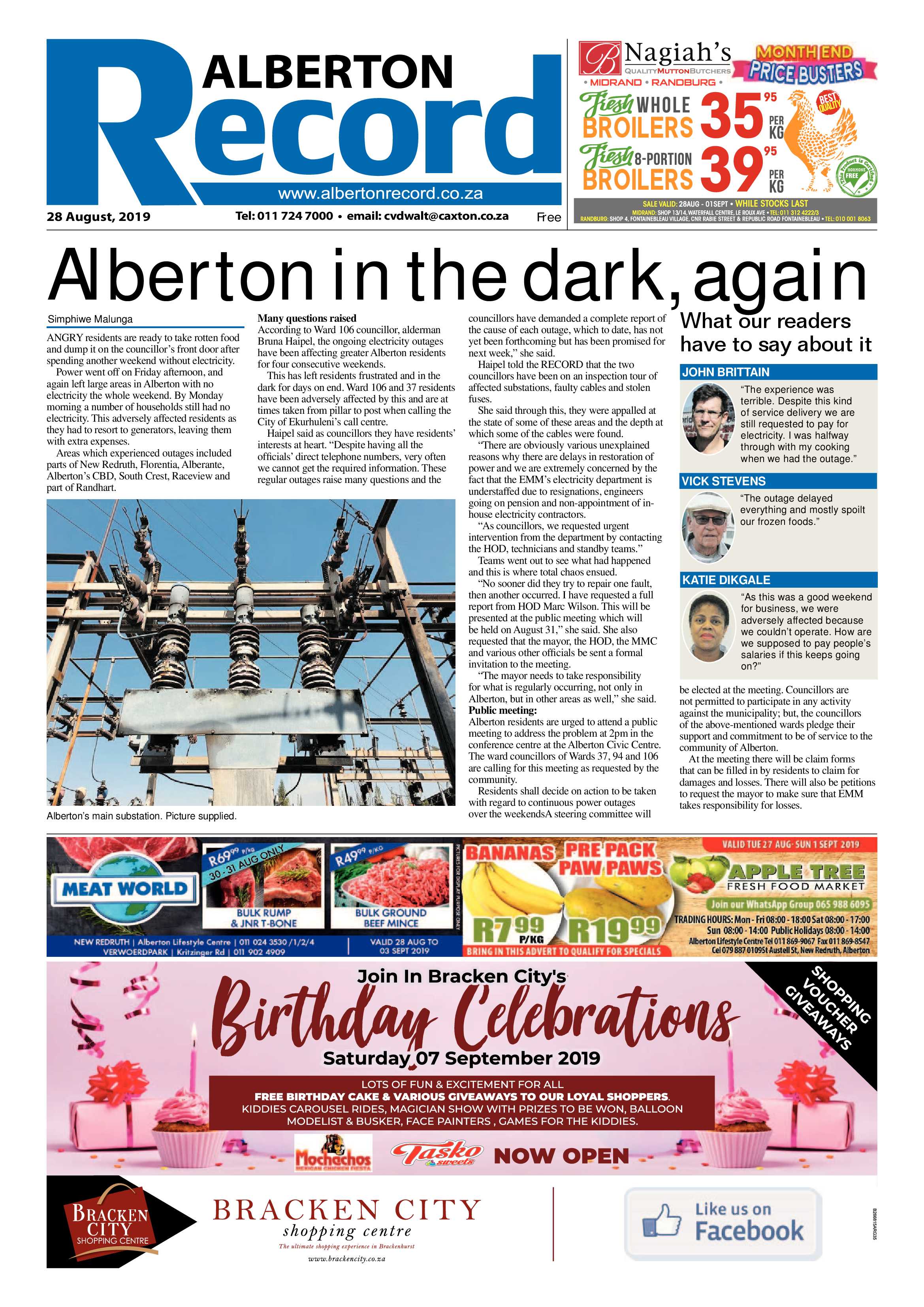 Alberton Record 28 August 2019 page 1