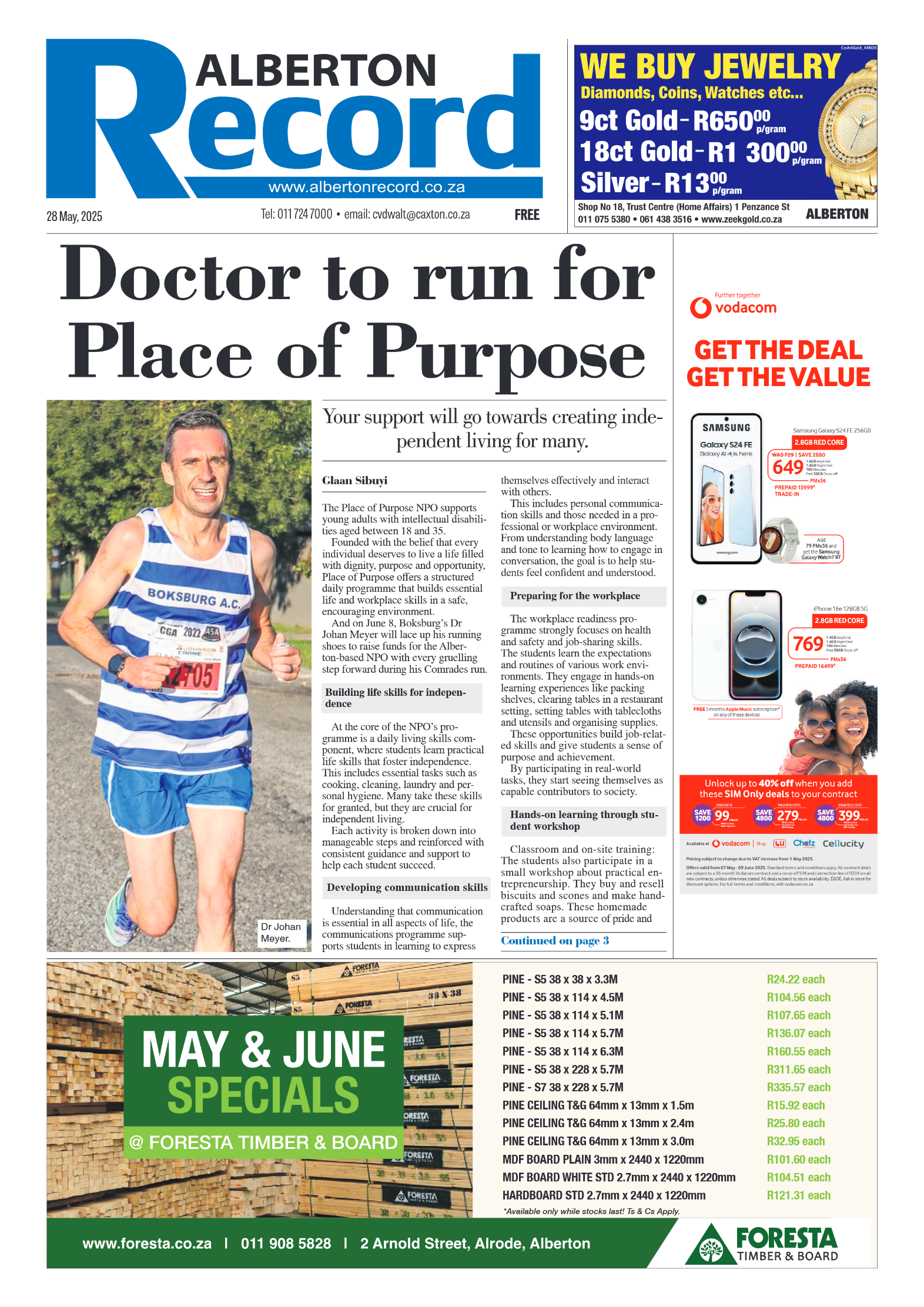 Alberton Record 28 May 2025 page 1