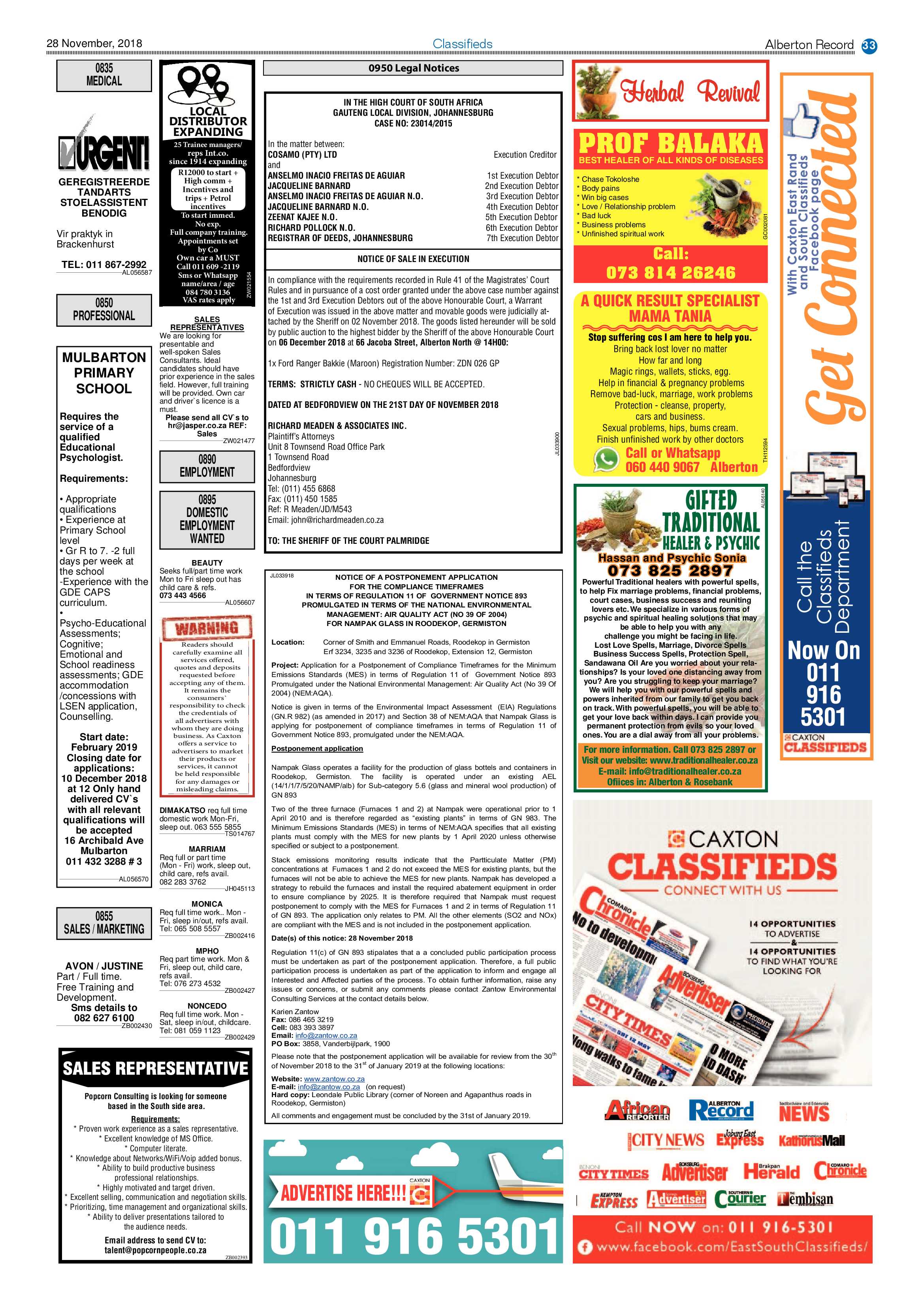 Alberton Record 28 November 2018 page 33