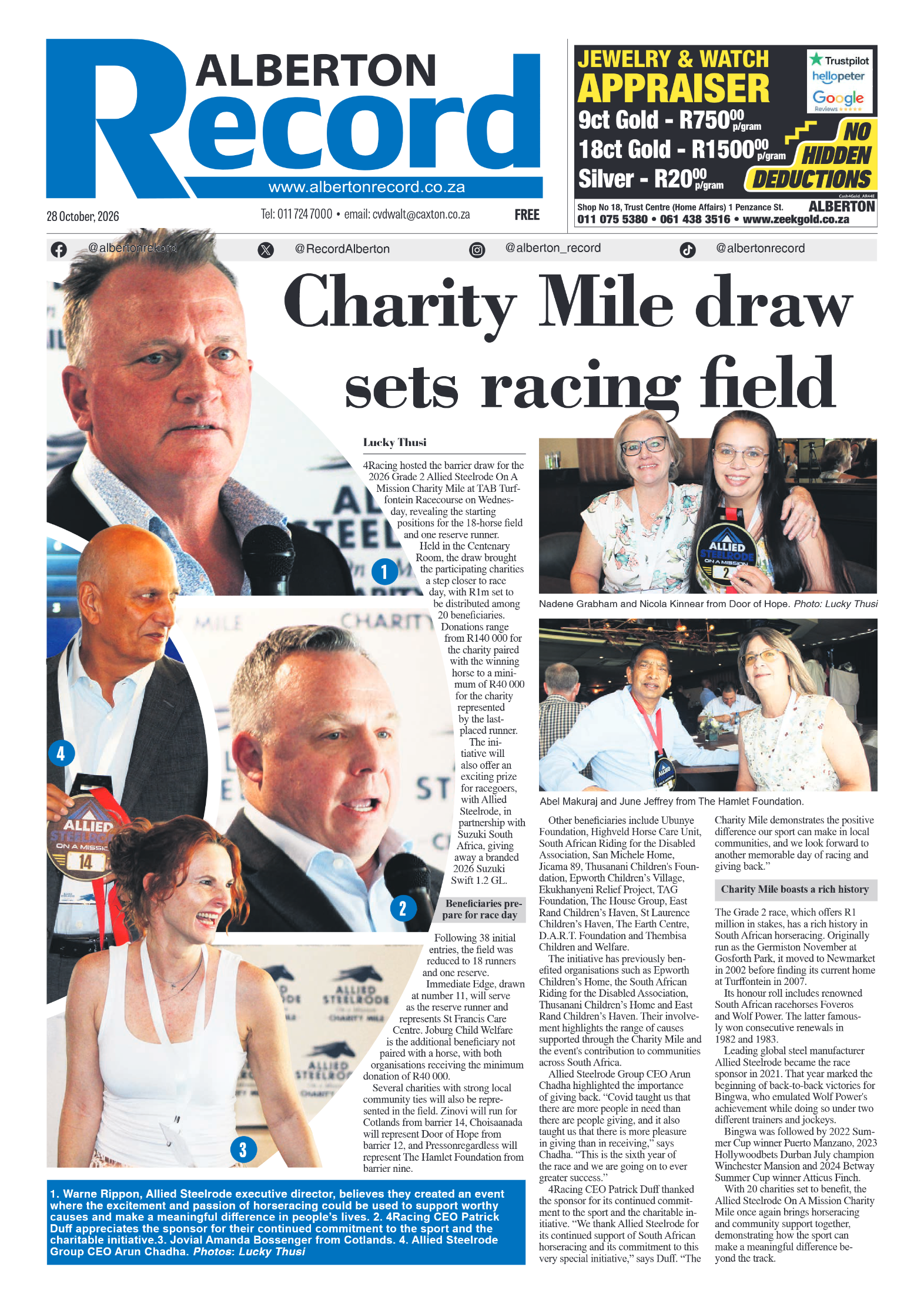 Alberton Record 28 October 2026 page 1