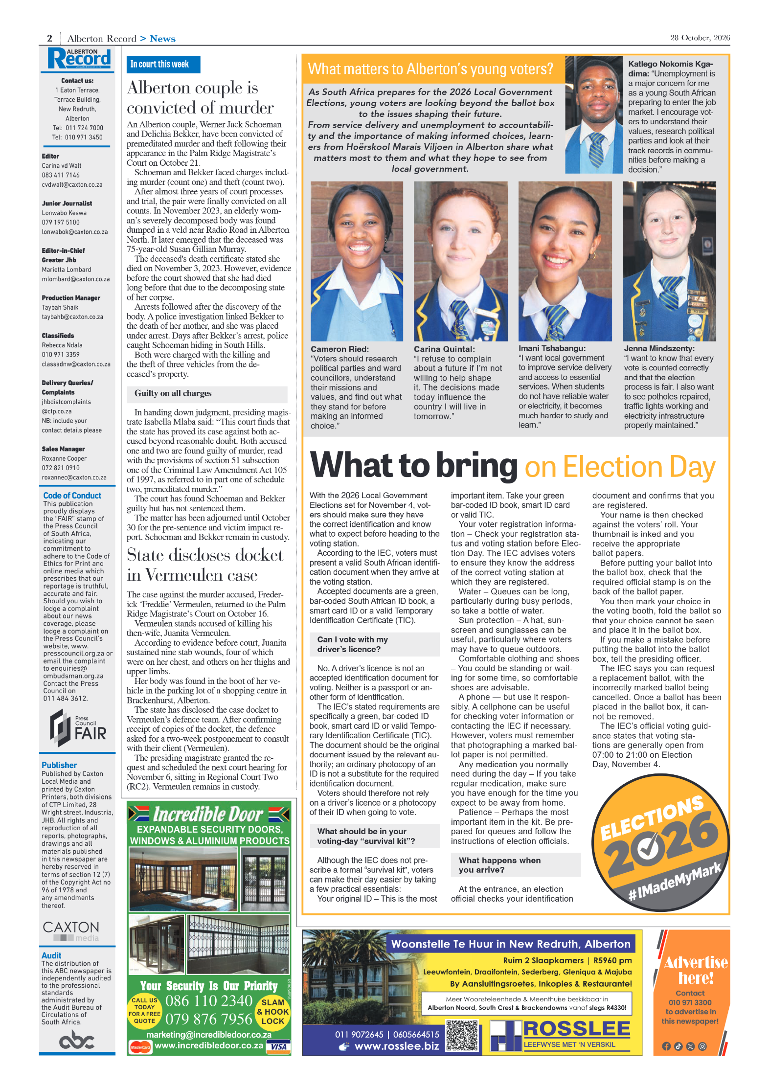 Alberton Record 28 October 2026 page 2