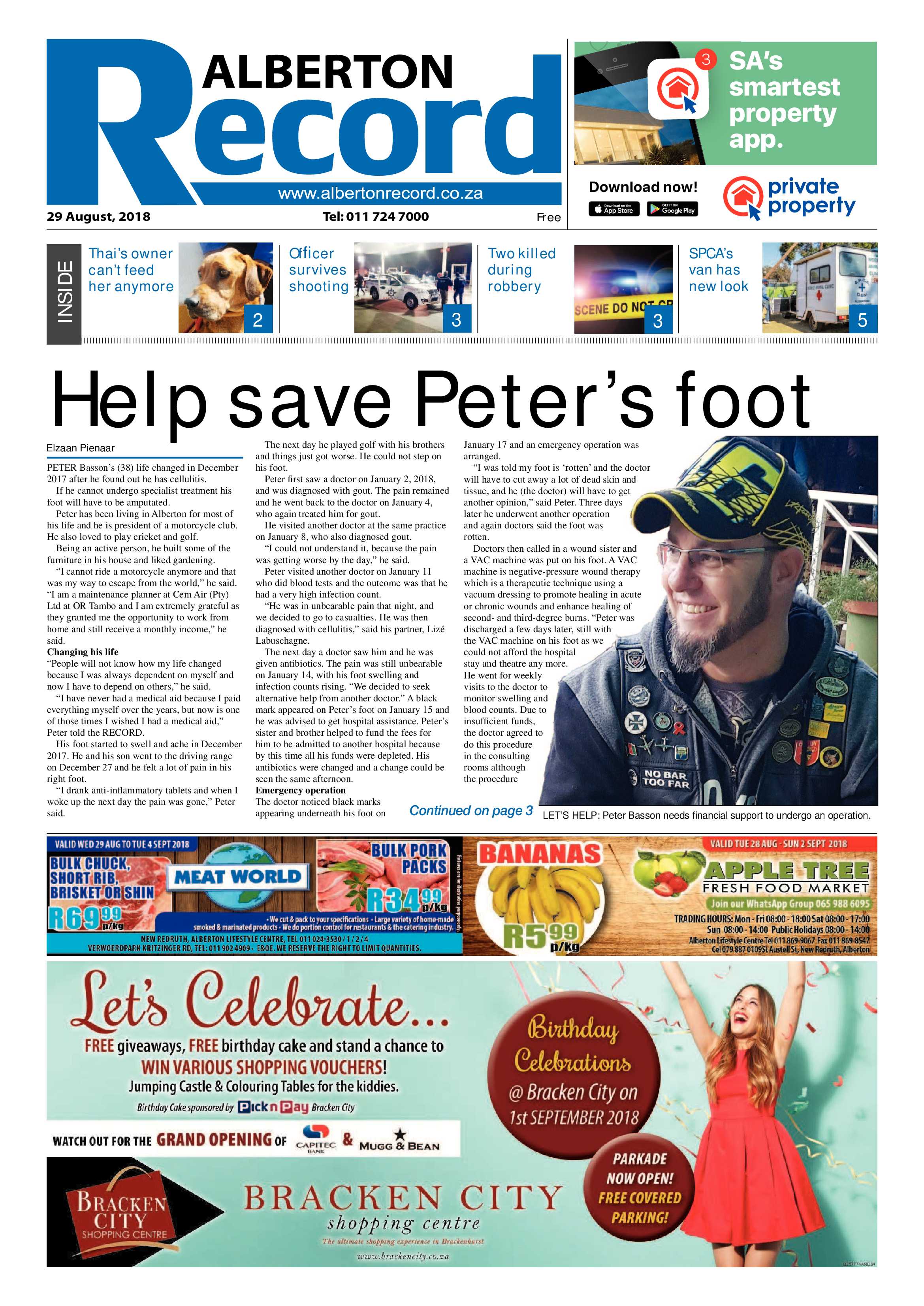 Alberton Record 29 August 2018 page 1
