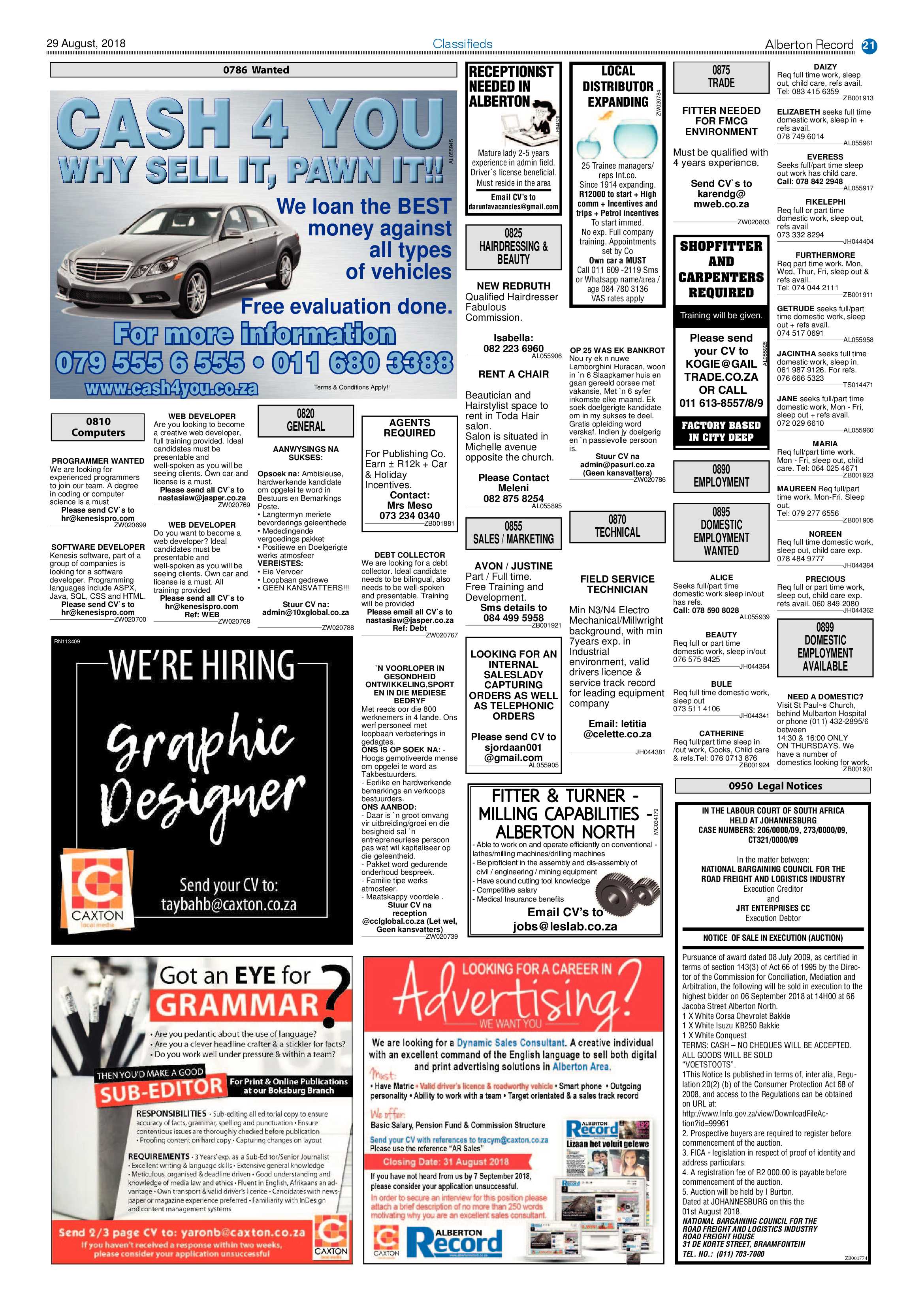 Alberton Record 29 August 2018 page 21