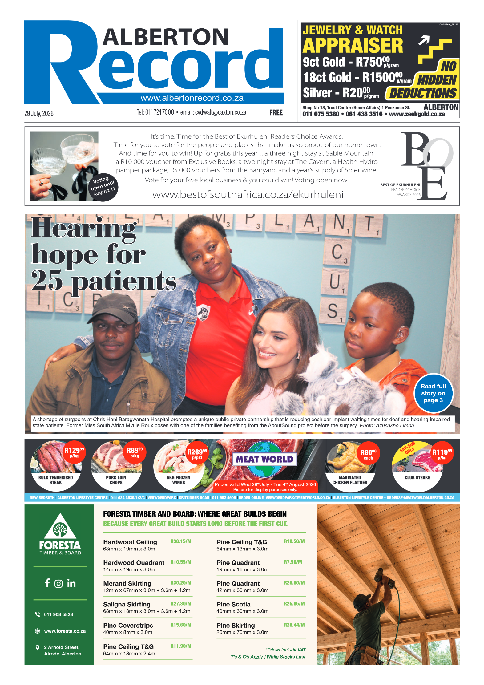 Alberton Record 29 July 2026 page 1