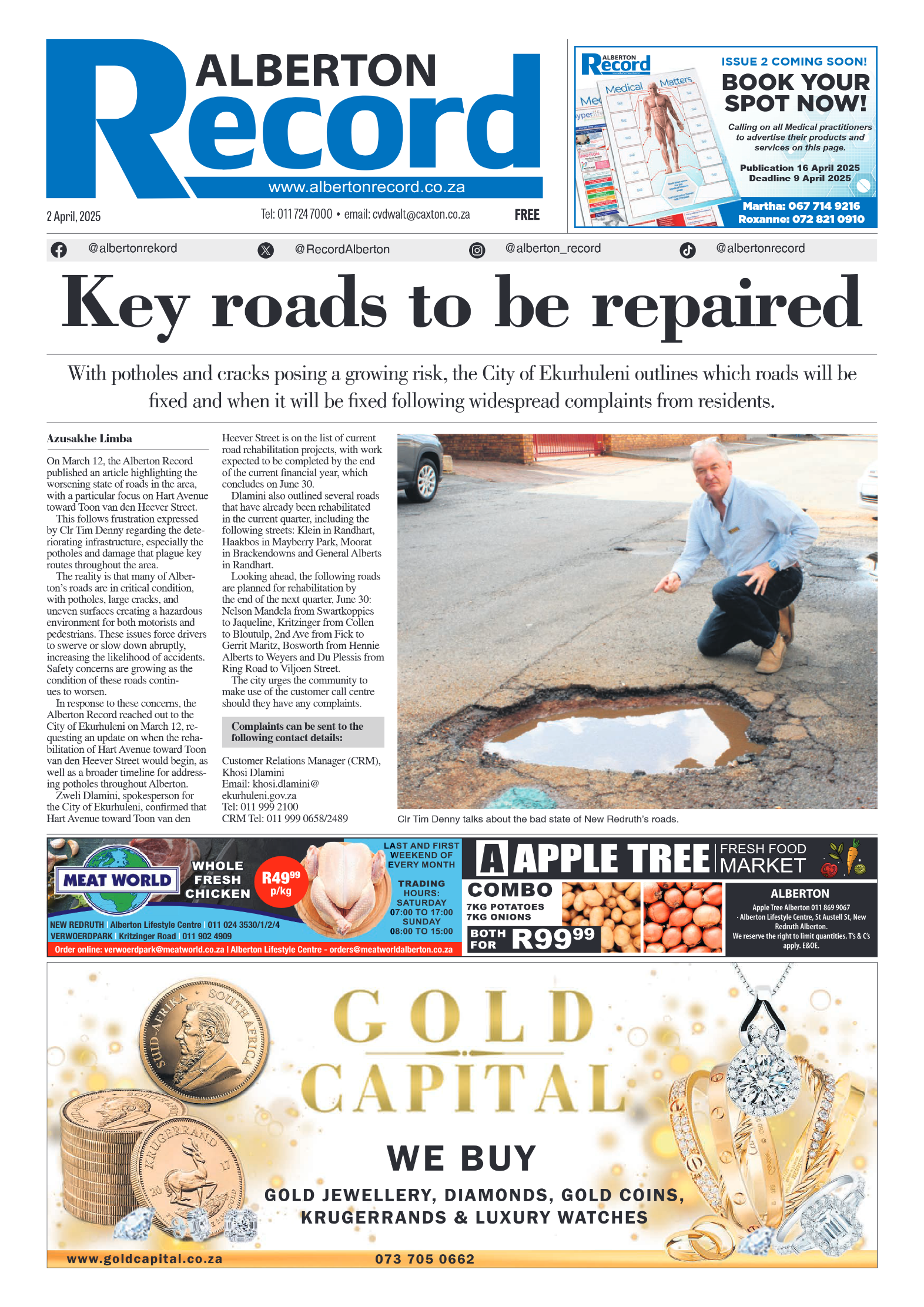 Alberton Record 2 April 2025 page 1