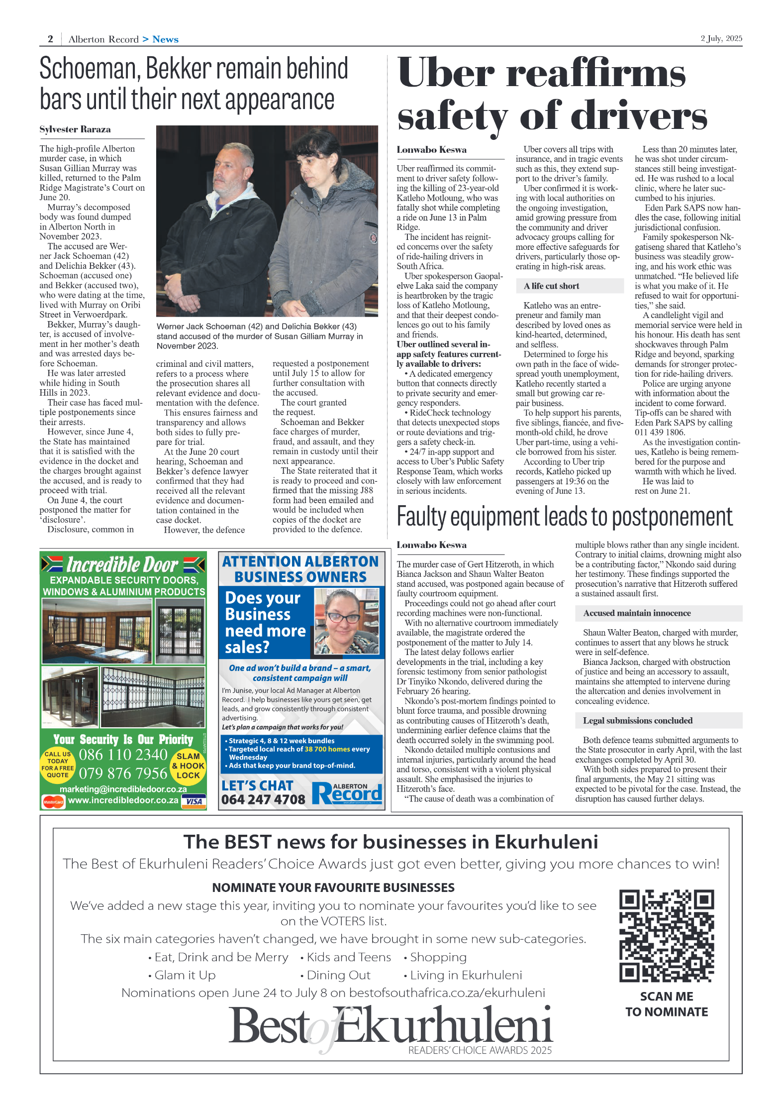 Alberton Record 2 July 2025 page 2
