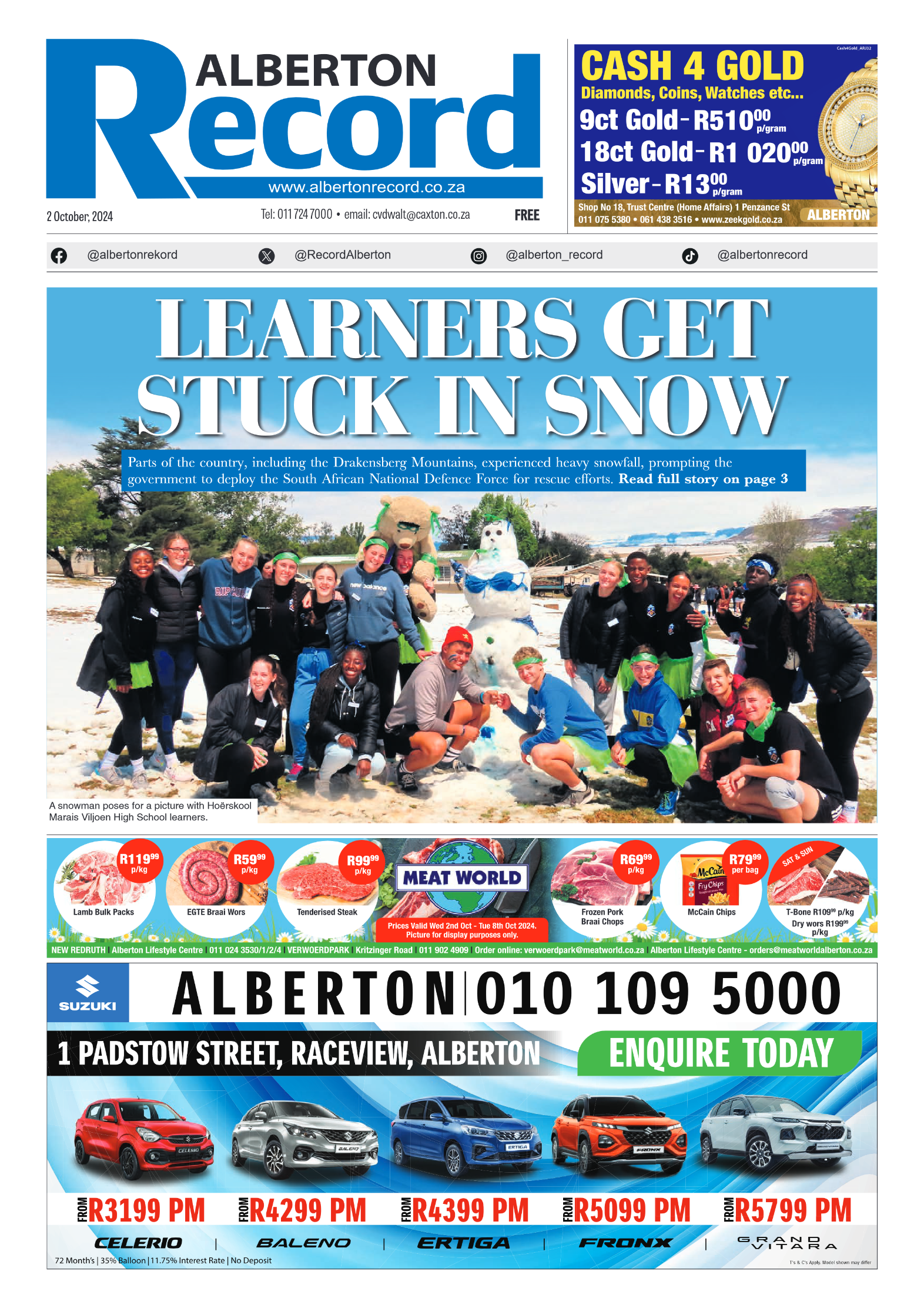 Alberton Record 2 October 2024 page 1